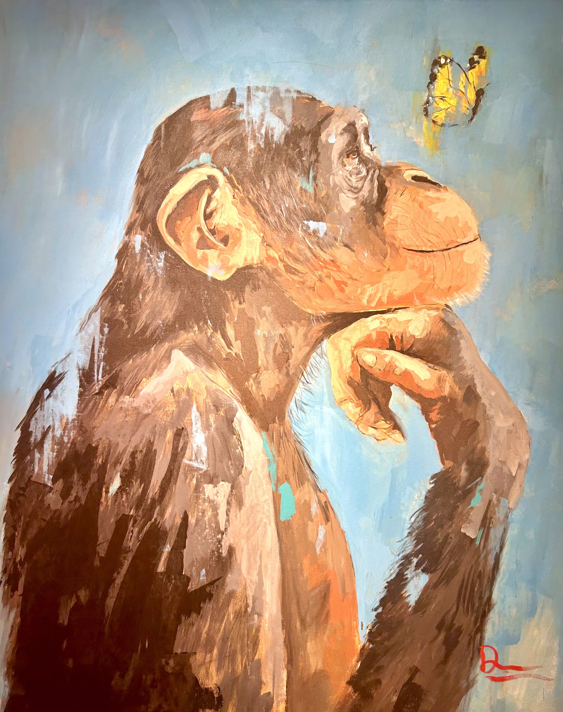 Gorilla and the Butterfly - Yellow by Dominic Mattioli
