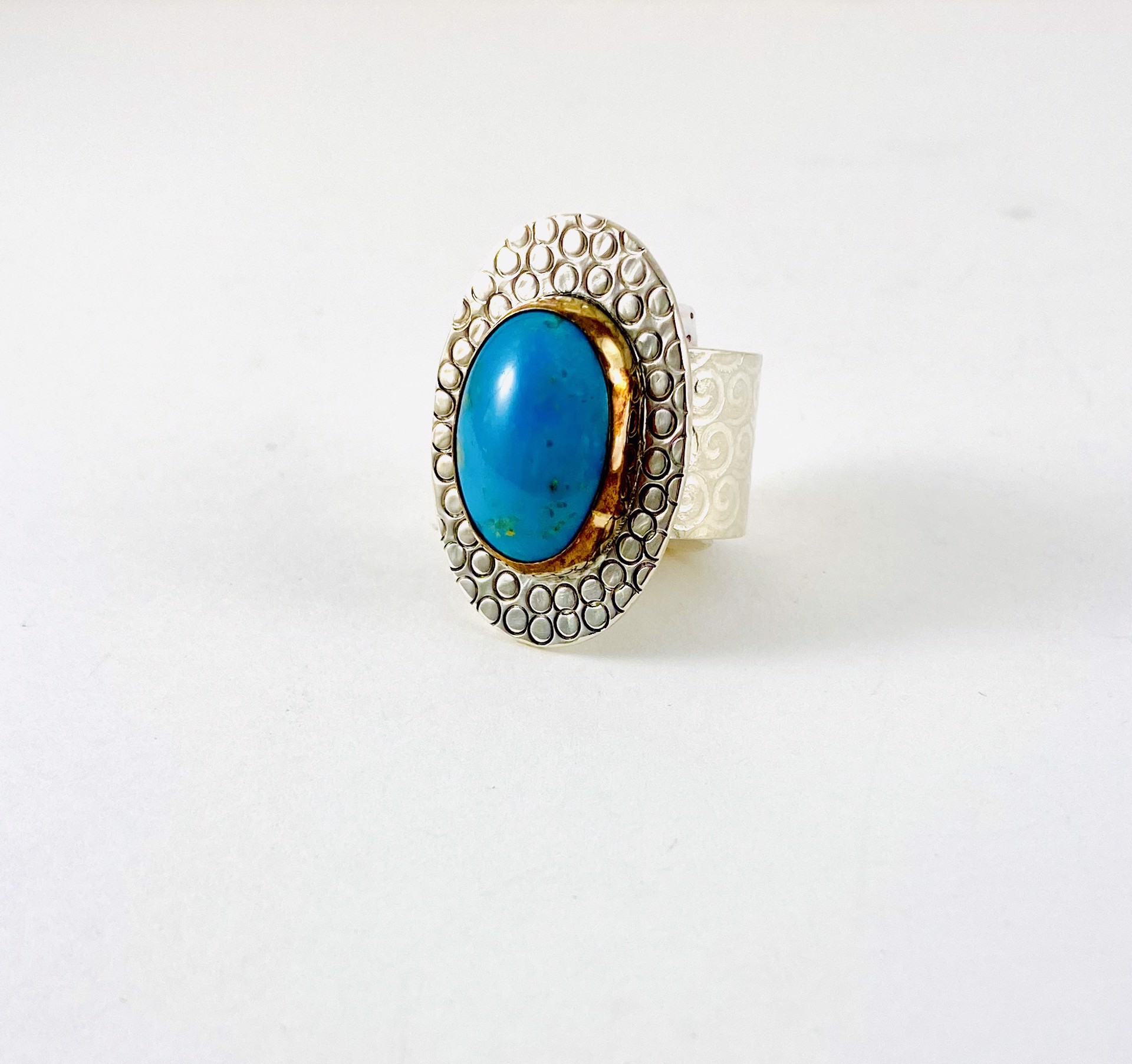 Turquoise Silver Ring, sz 7 by Anne Bivens