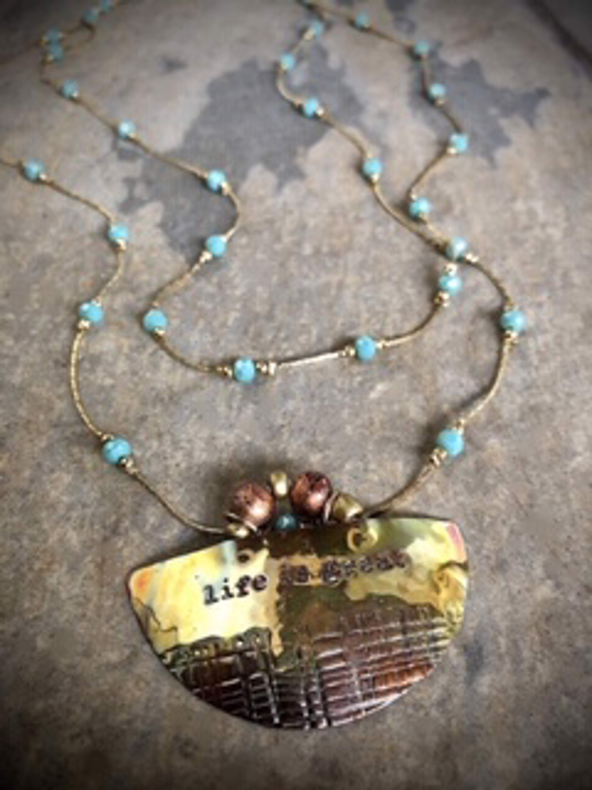 Necklace - "Life Is Great" 2 Strand Copper & Pearl Chain 16" - #2025 by Vesta Abel