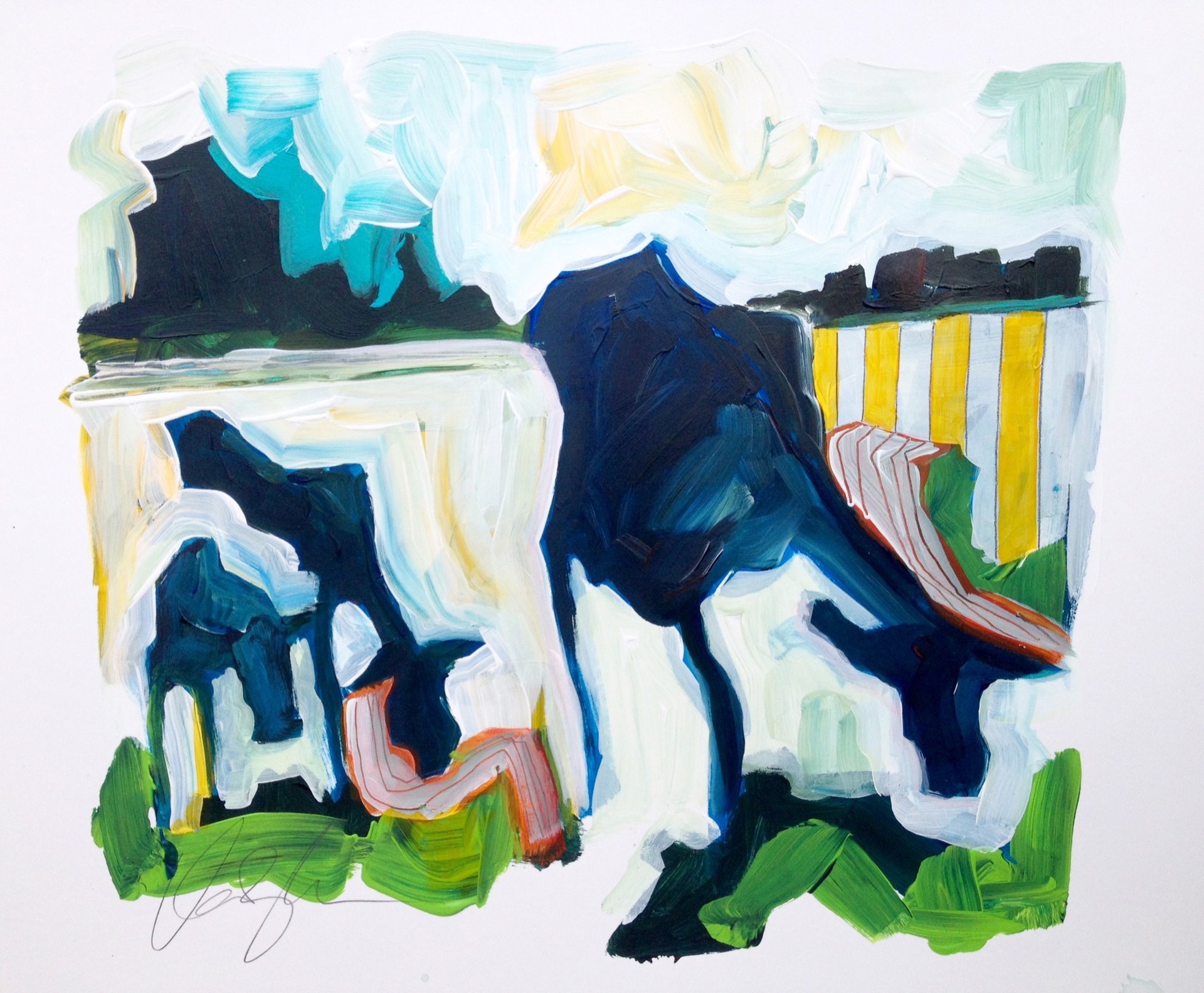 Deux vaches avec veau by Rachael Van Dyke