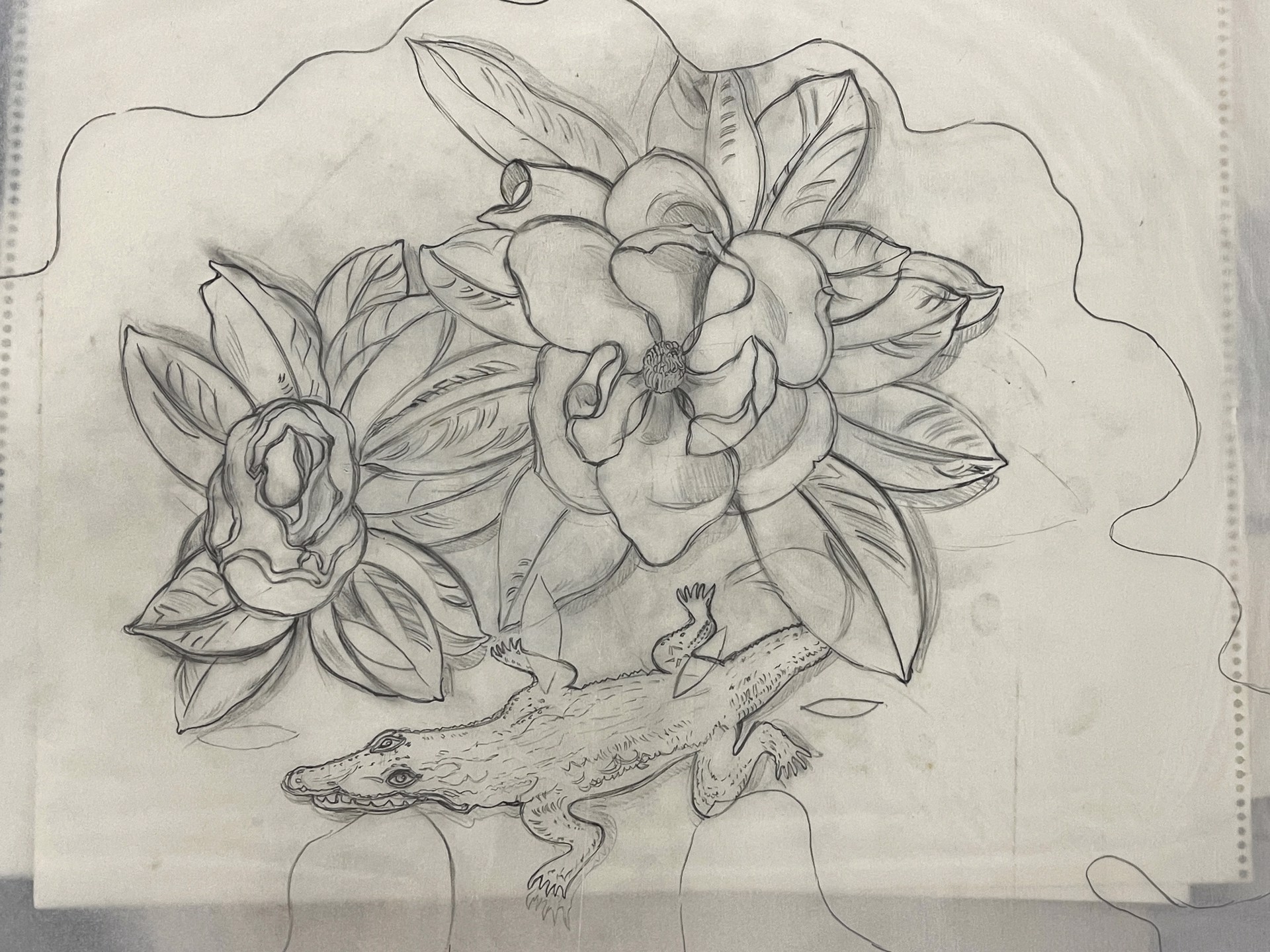 Flower and Alligator (draft) by Shirley Rabe' Masinter