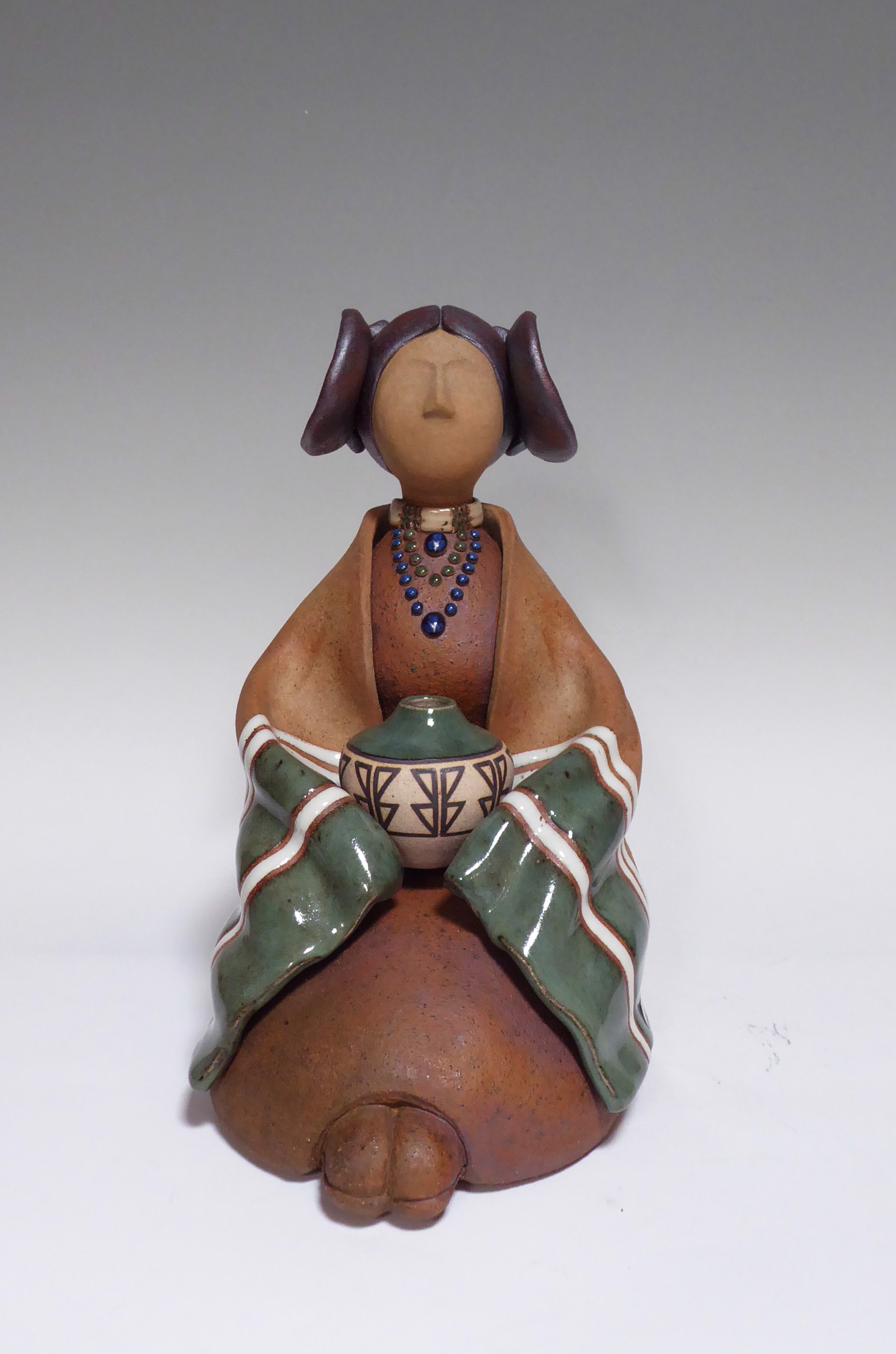Hopi Maiden Seated Green by Terry Slonaker