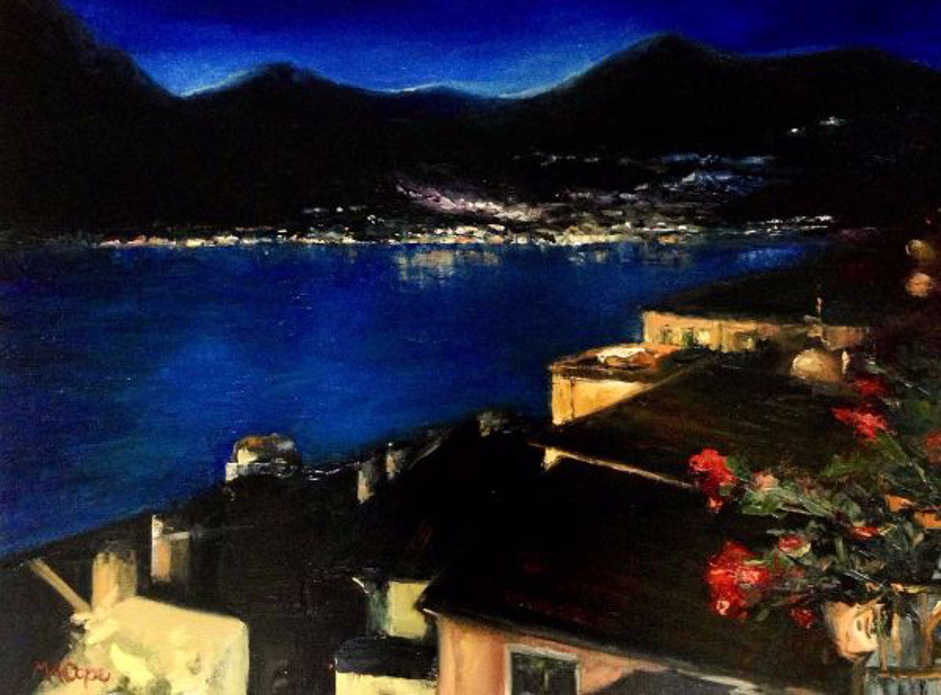 Vista Notturna sul Lago di Como by Mary Ann Cope