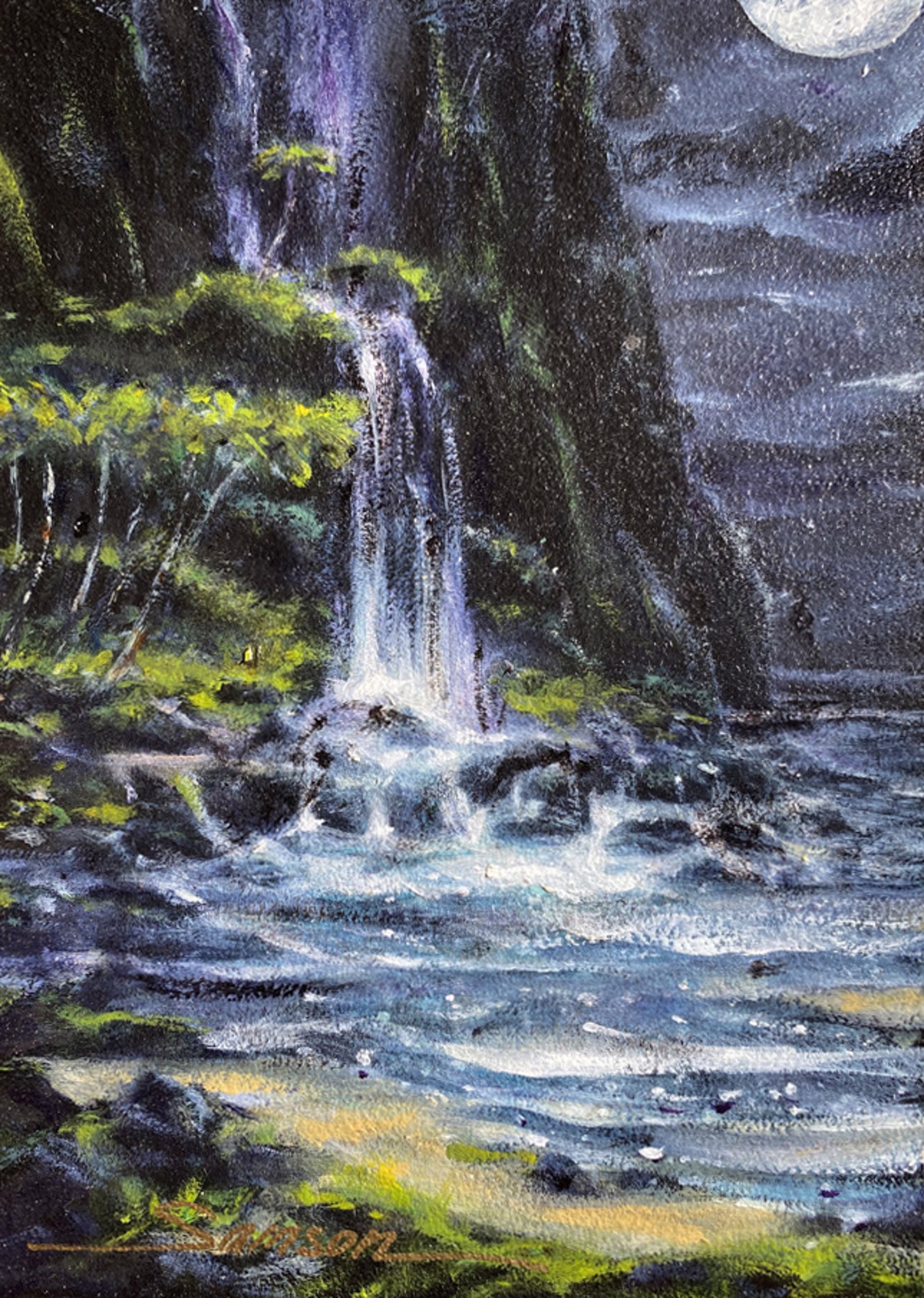 Moonlight Waterfall by Lee Samson