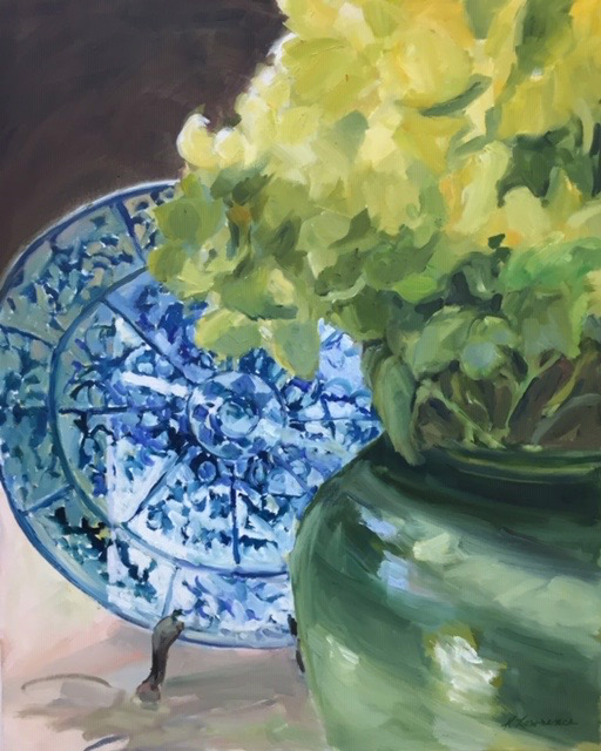 Blue and White Platter by Karen Lawrence