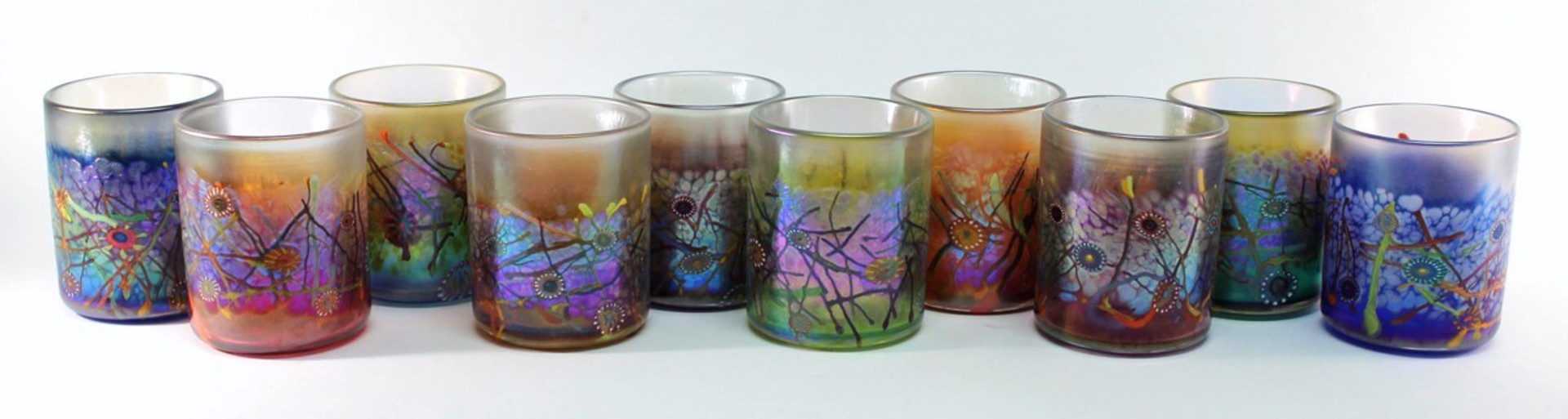 Calypso Glass Tumblers ~ Set of 10 ~ Color Choices Available to Order by Ken Hanson & Ingrid Hanson