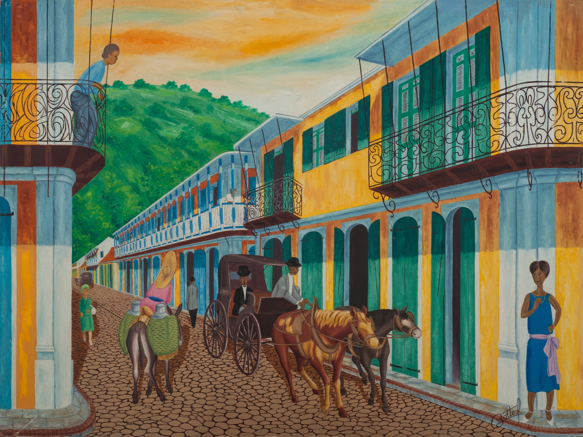 Cap-Haitian Streets #17-3-96GSN by Jean-Baptiste Bottex (Haitian, 1918-1979)
