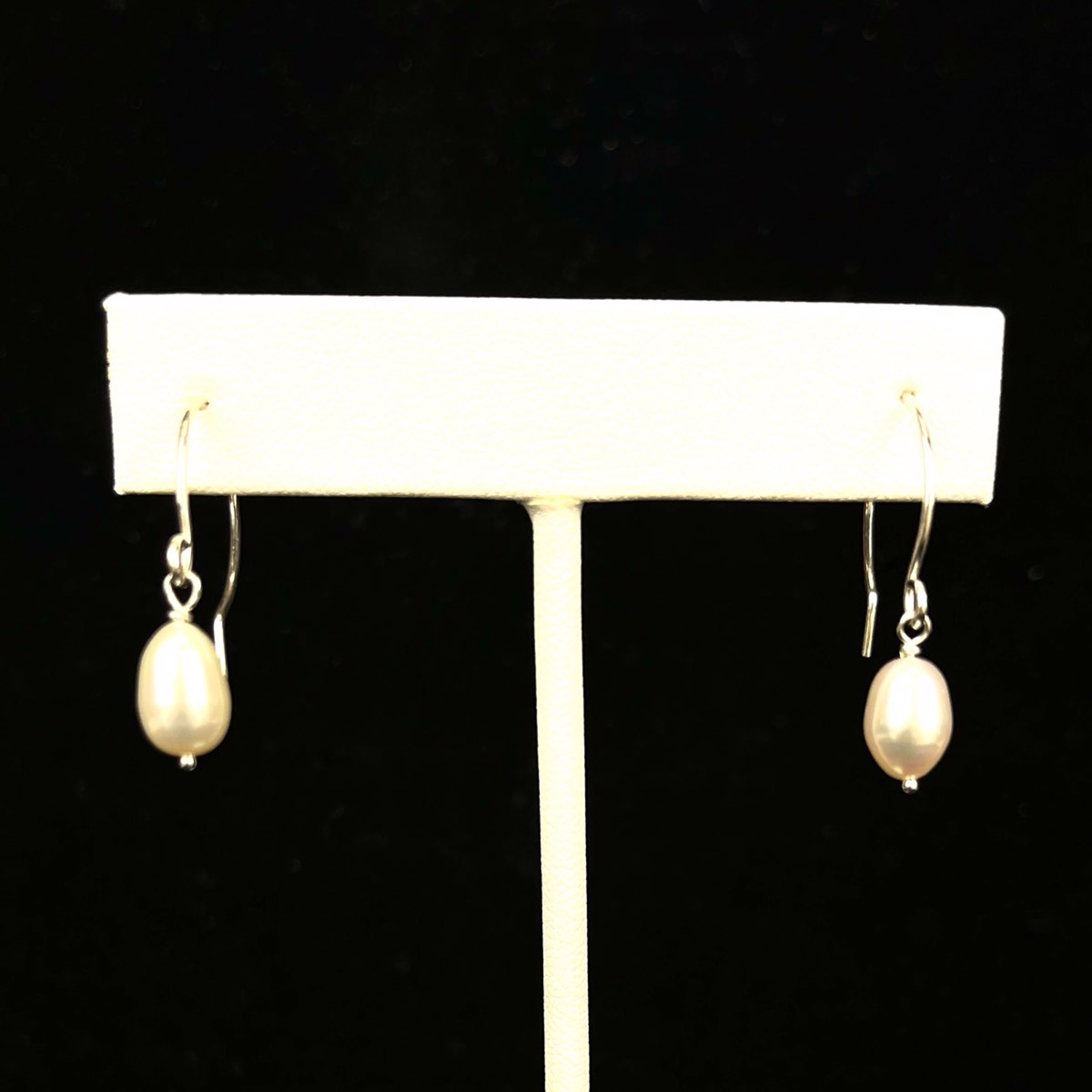 Sterling Wire White Pearl Earrings by Nichole Collins