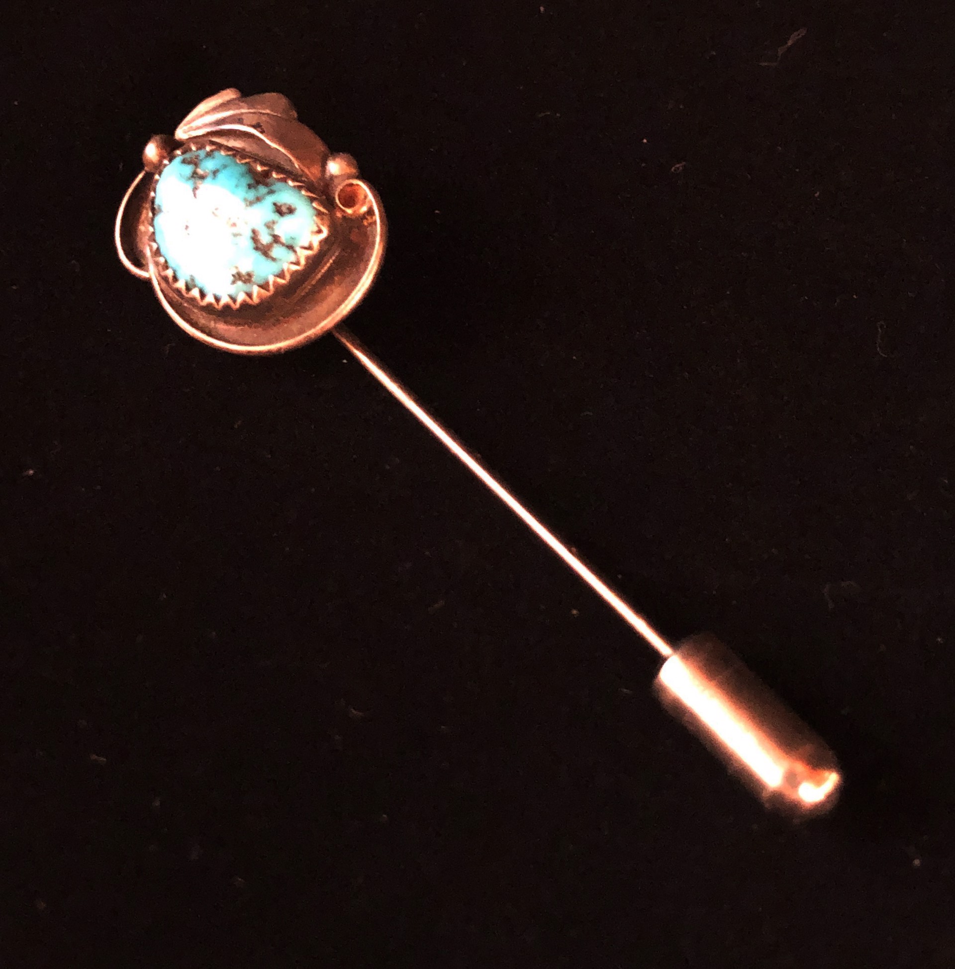 Vintage Turquoise Sterling Silver Stick Pin 2