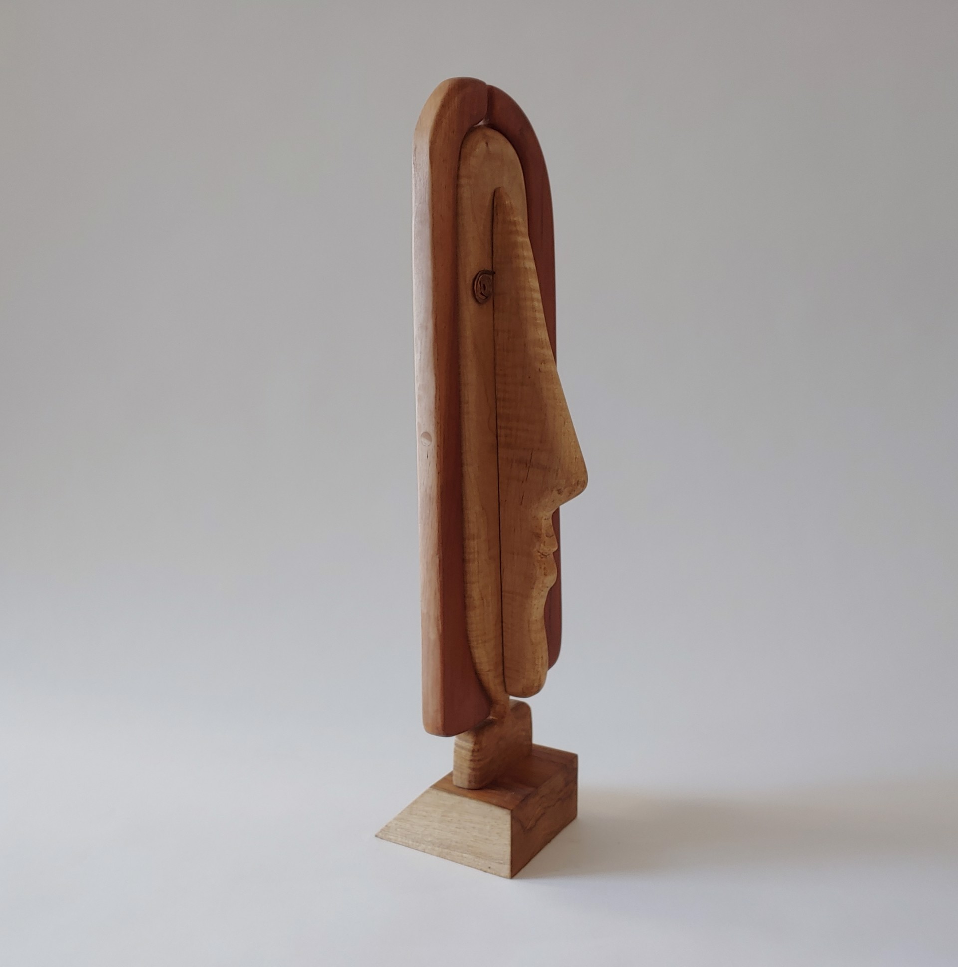 Cubist Bust #2 - Wood Sculpture by David Amdur
