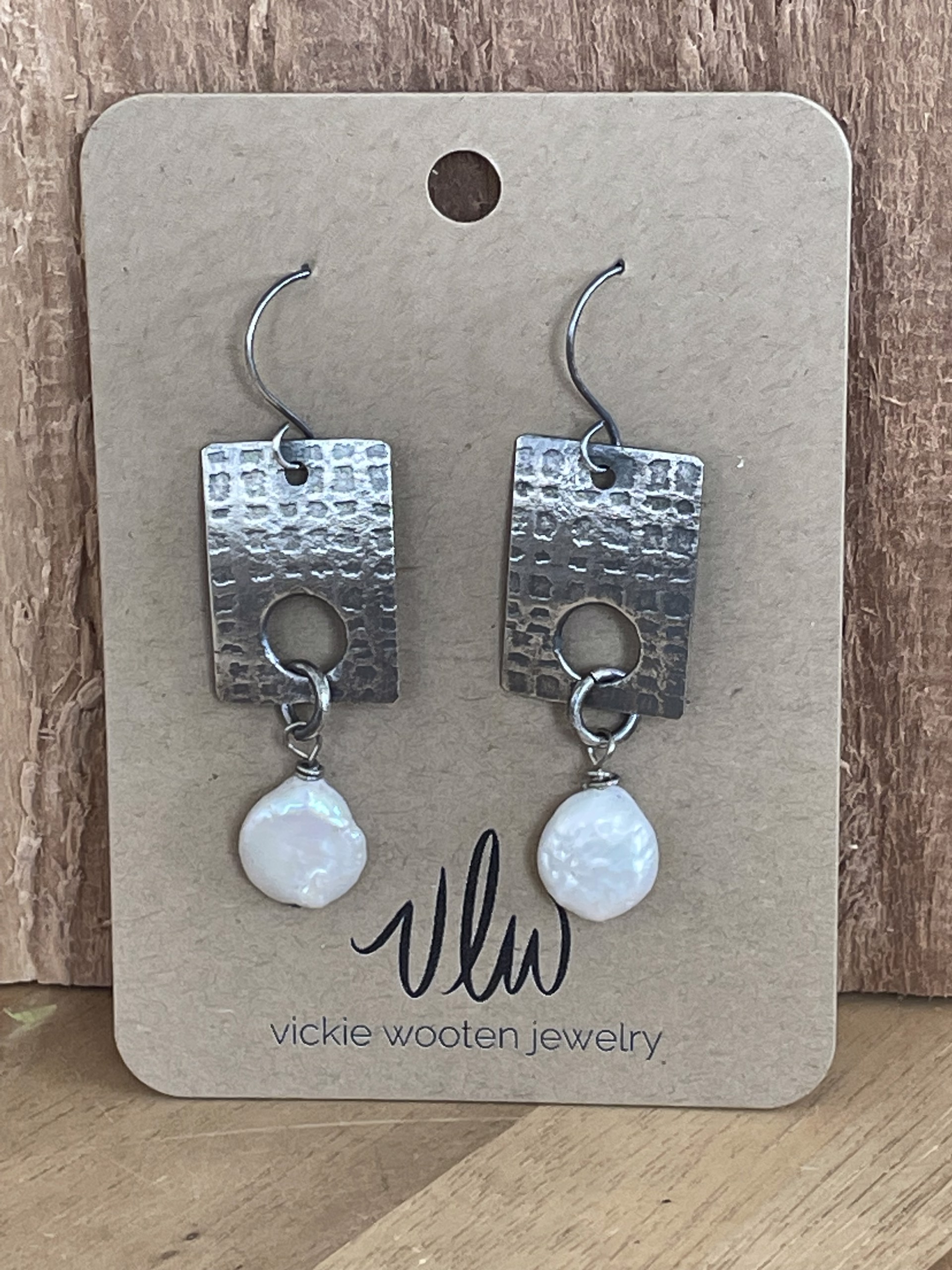 100-22 Sterling Coin Earrings with Pearls by Vickie Wooten