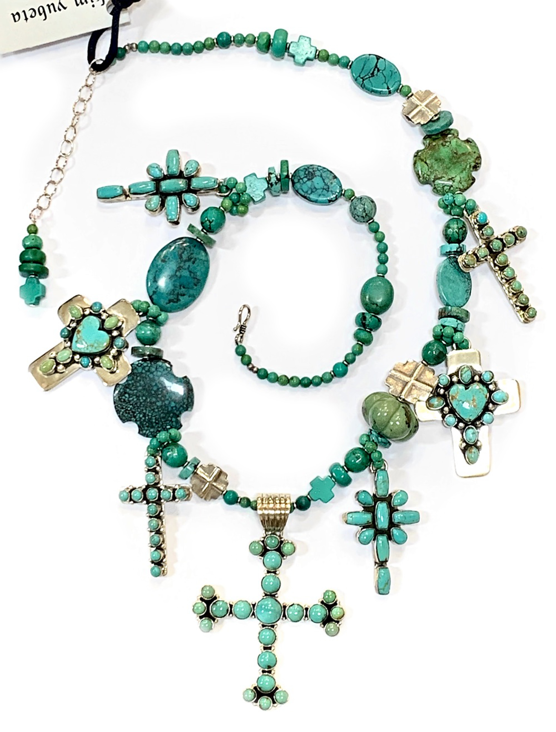KY 1300 - Turquoise Cross Necklace by Kim Yubeta