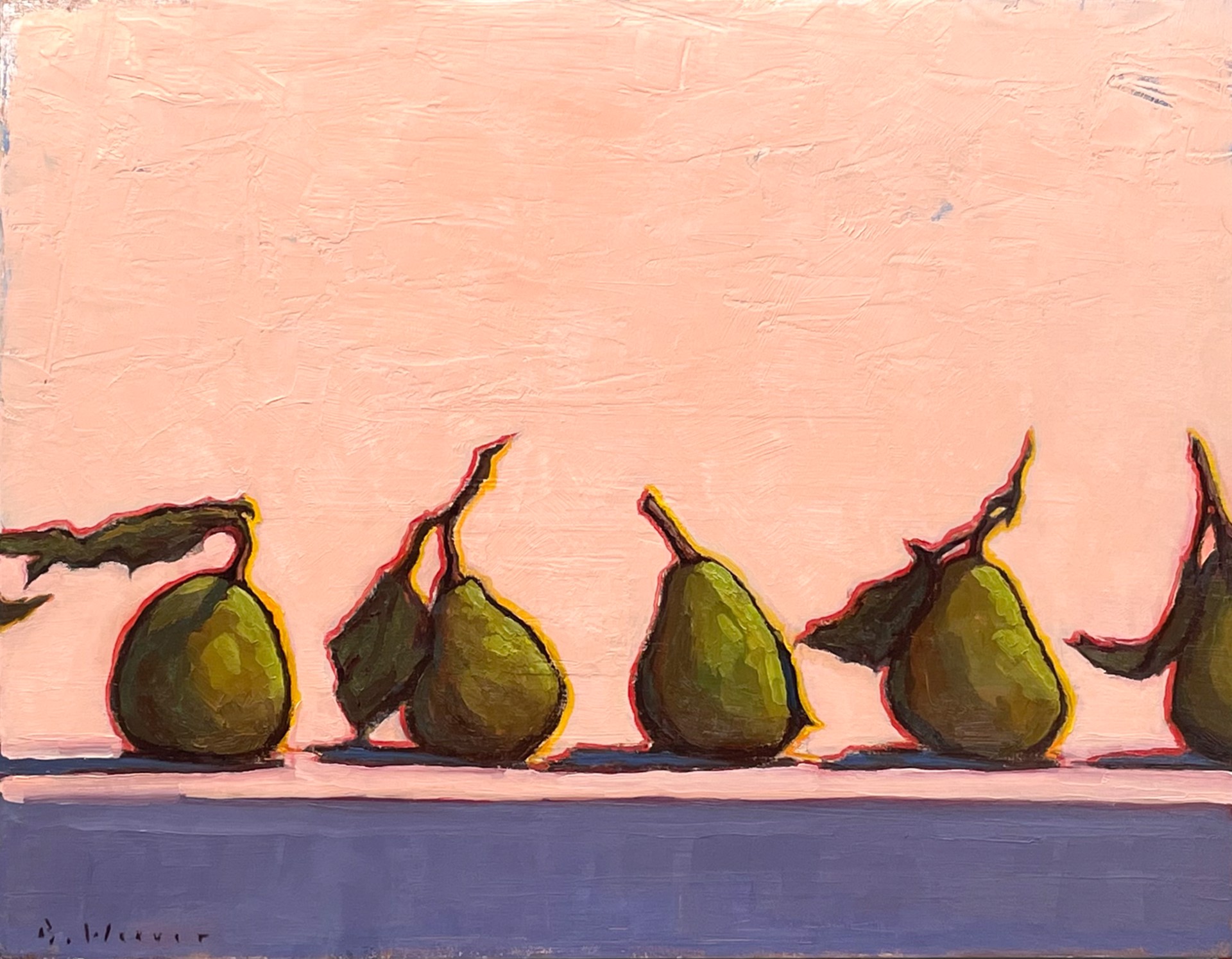 "Row of Pears" original oil painting by Brett Weaver
