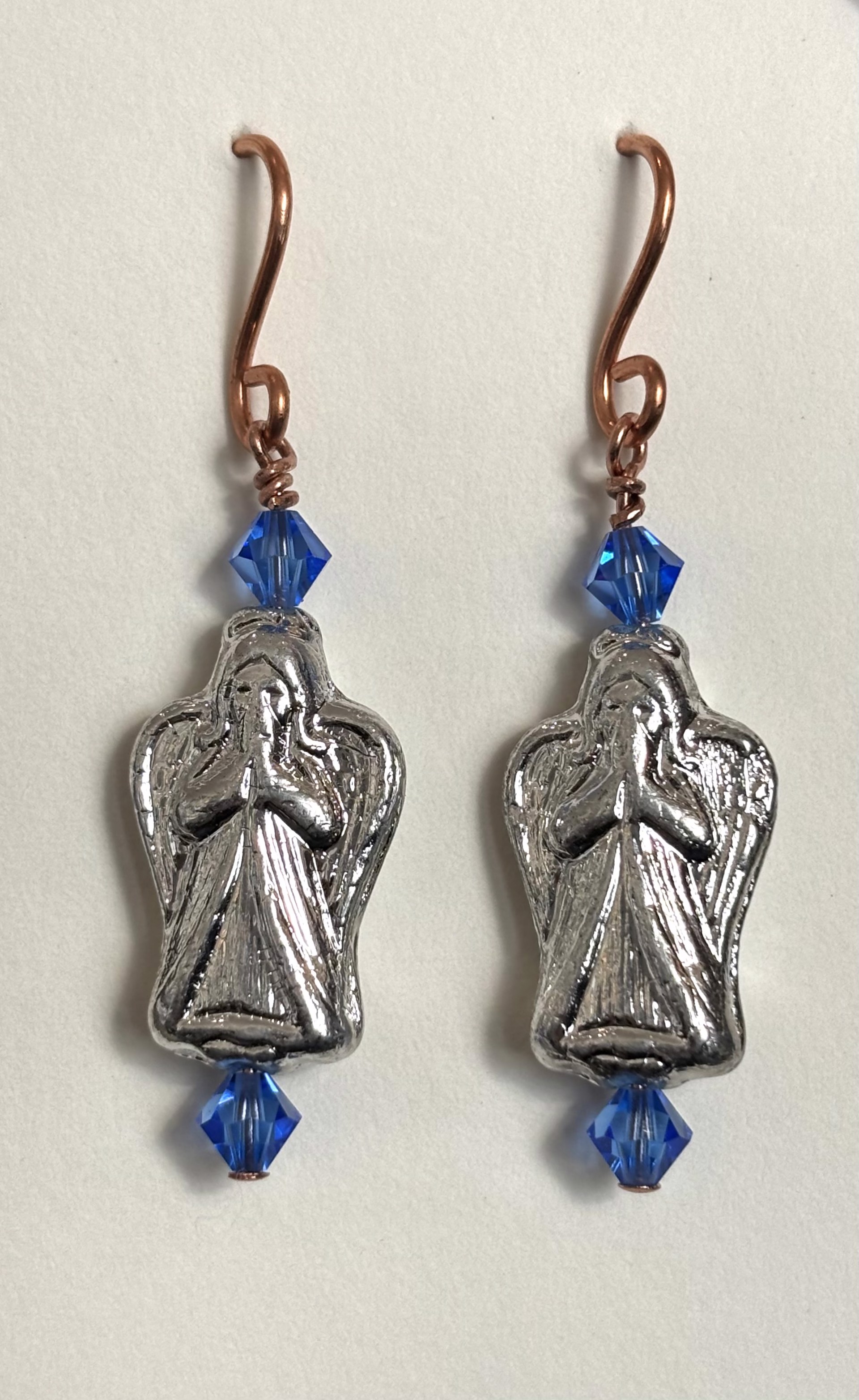 Angel and Blue Crystal Earrings by Emelie Hebert