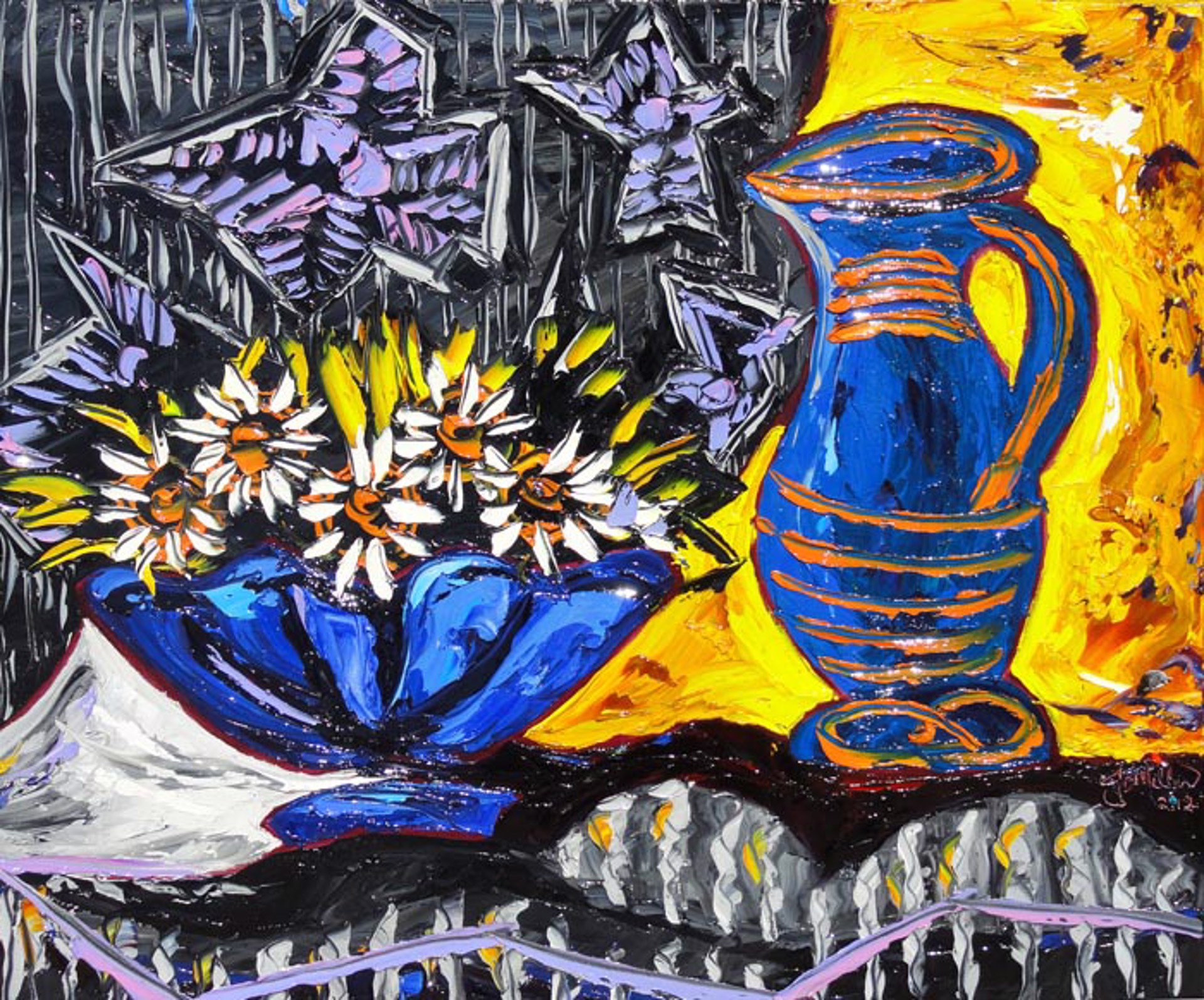 Basket of Flowers & Pitcher, after Picasso by JD Miller