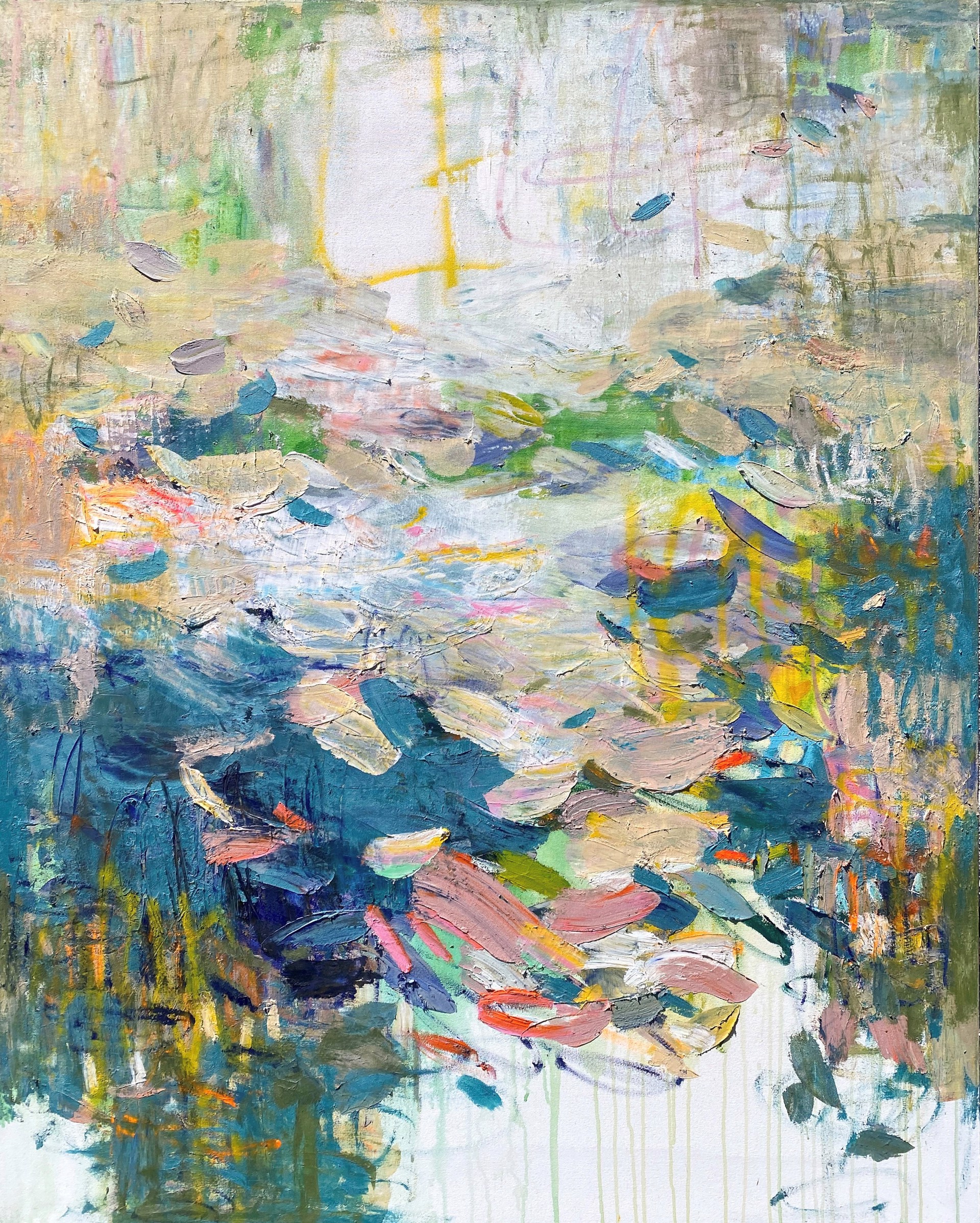 Amy Donalson's oil painting "Loving in the Light" is a beautiful example of abstract impressionism. The painting features vibrant colors and bold brushstrokes.