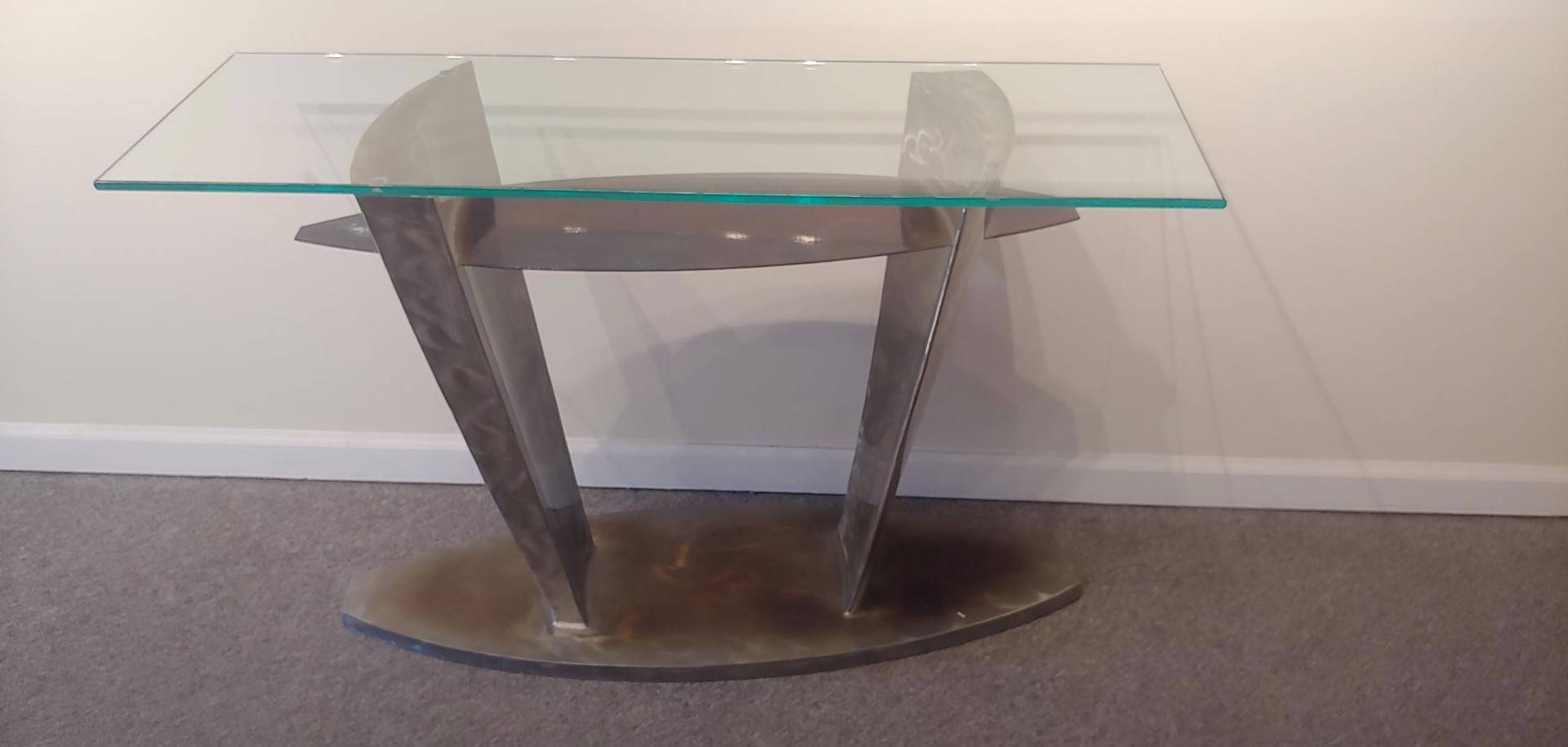Glass top seckler table by Frank Seckler