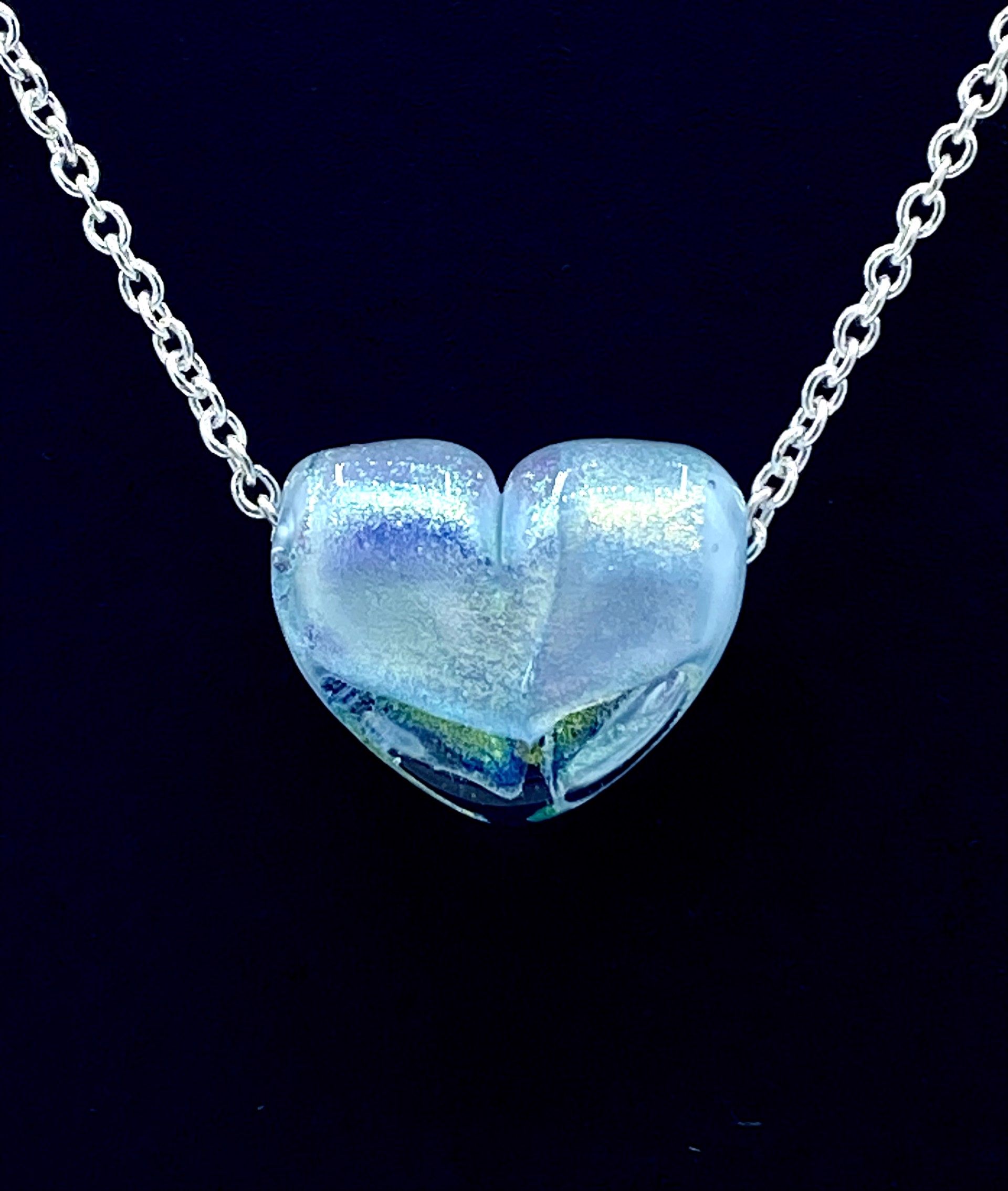 Dichroic Light Blue Heart Necklace by Emelie Hebert