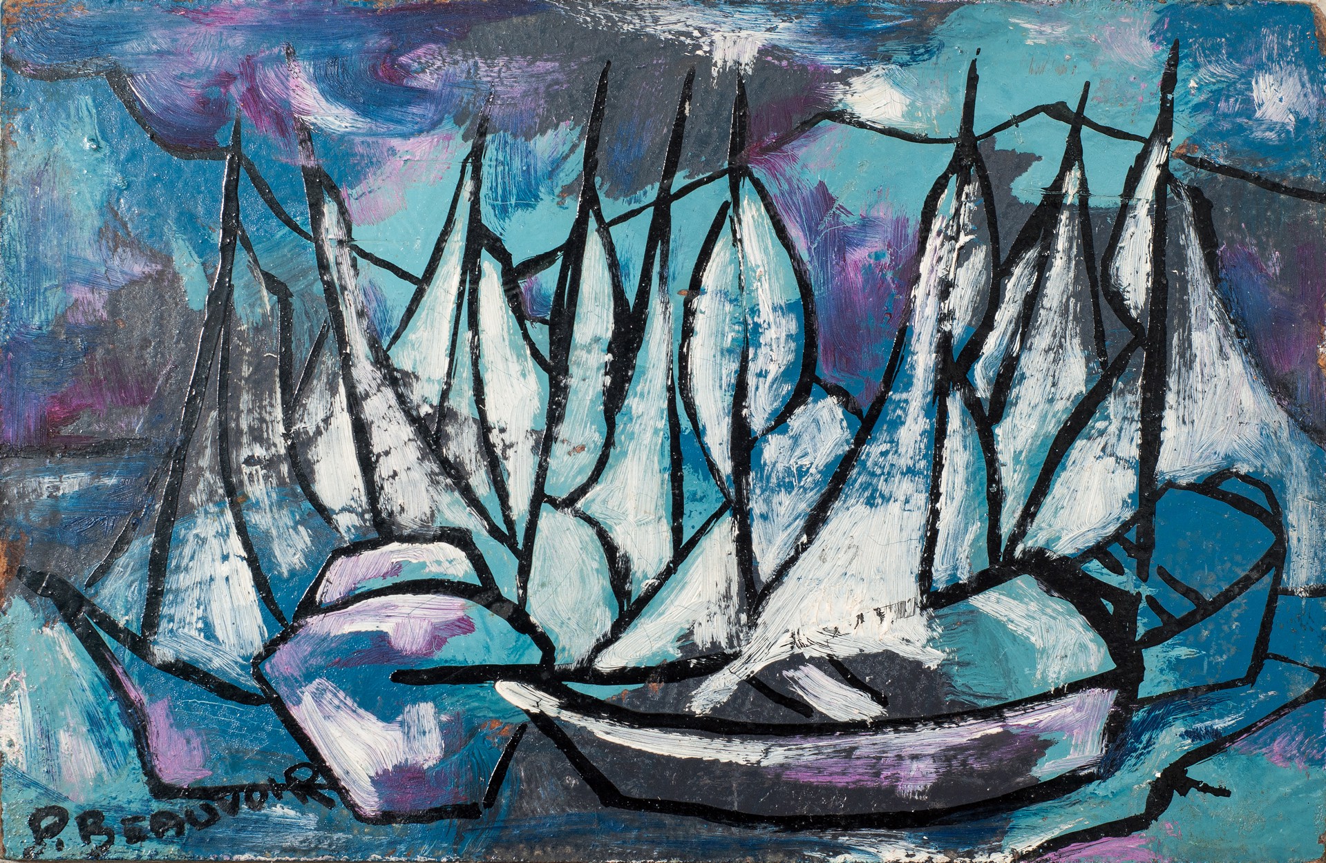 Boats #7-1-93GSN by Paul Beauvoir (Haitian, 1932-1972)