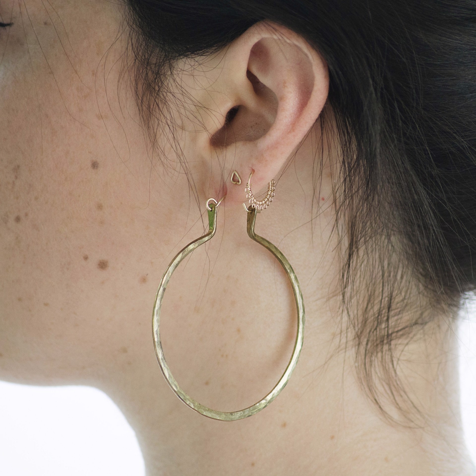 Forged Hoops in Brass - Large by Clementine & Co. Jewelry