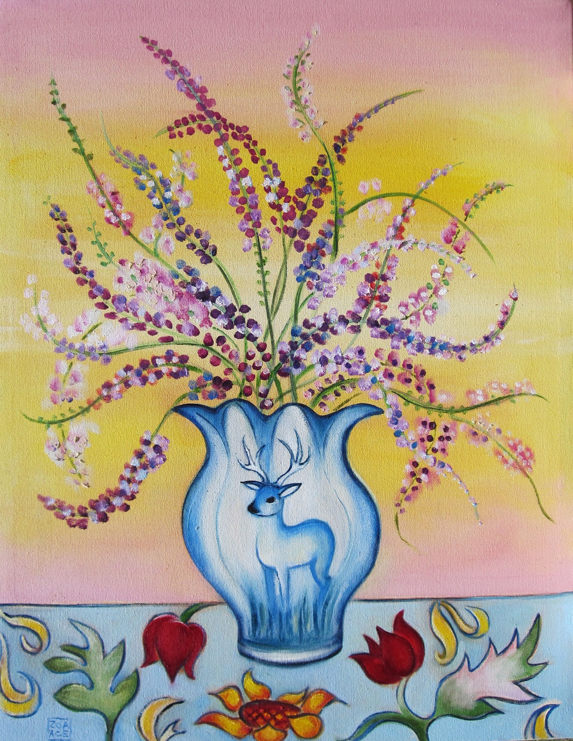 Lavender in a Deer Vase by Zoa Ace