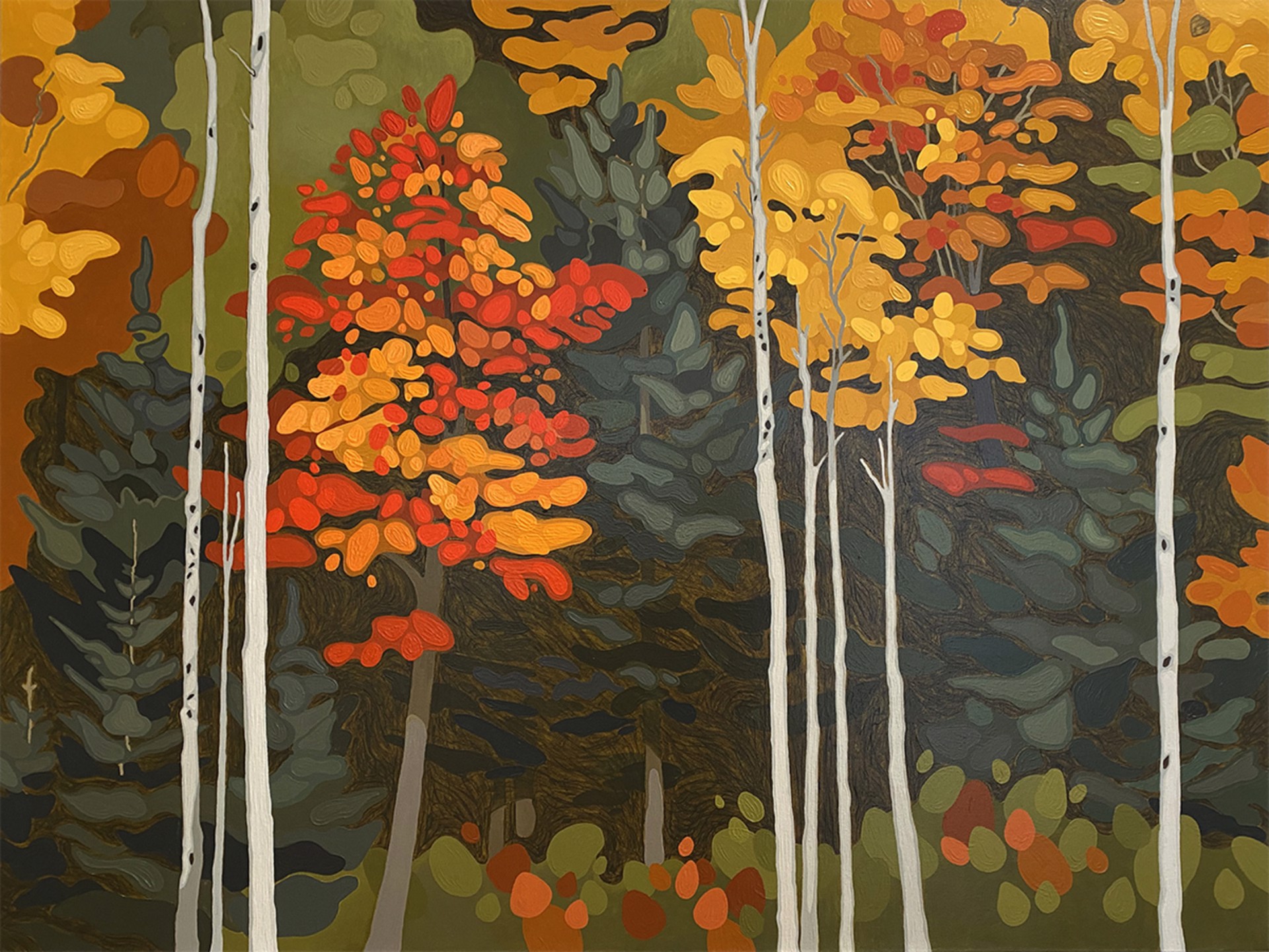 Maple with Tree Trunks by Leanne Baird