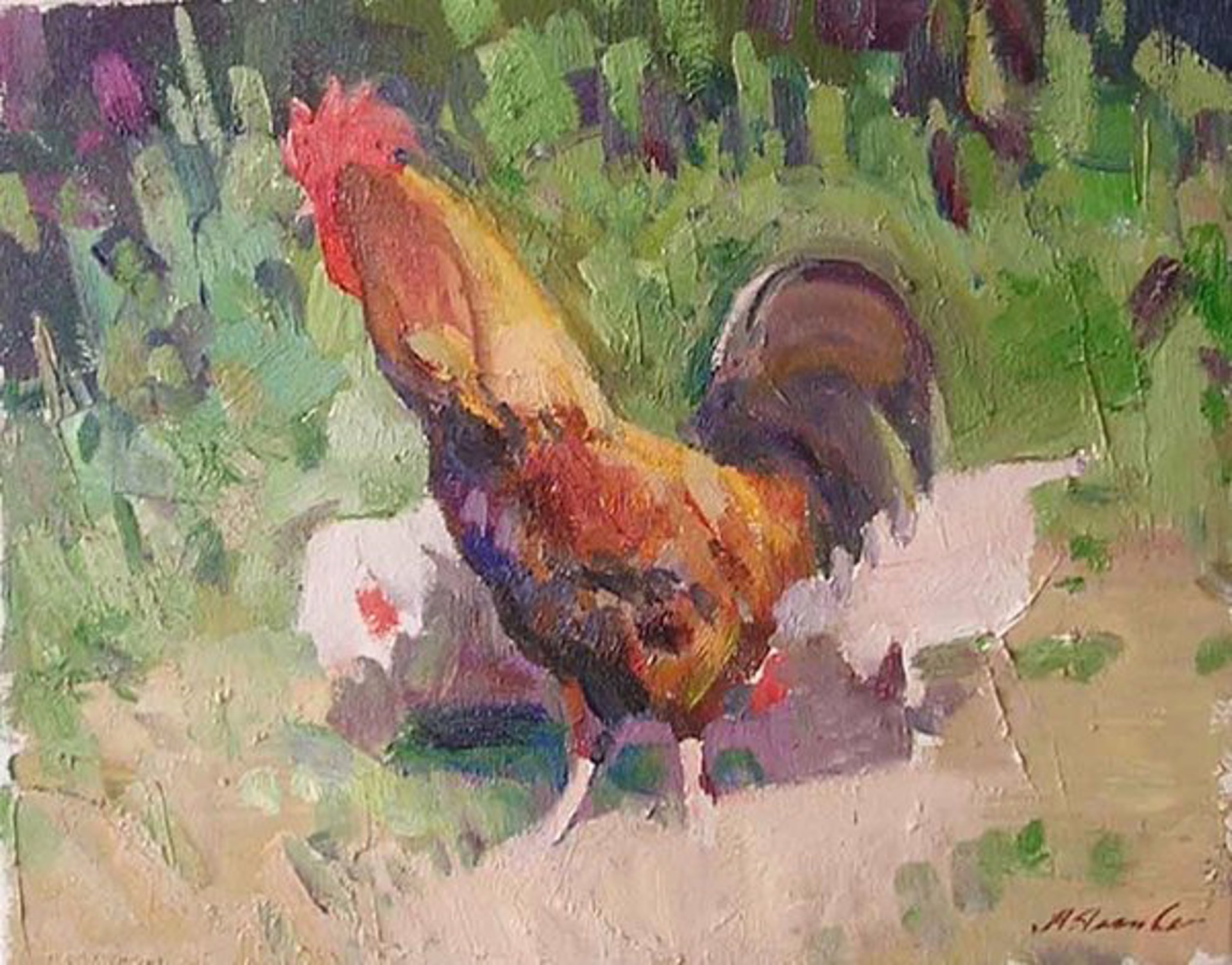 Rooster In The Yard by Andrei Yalanski