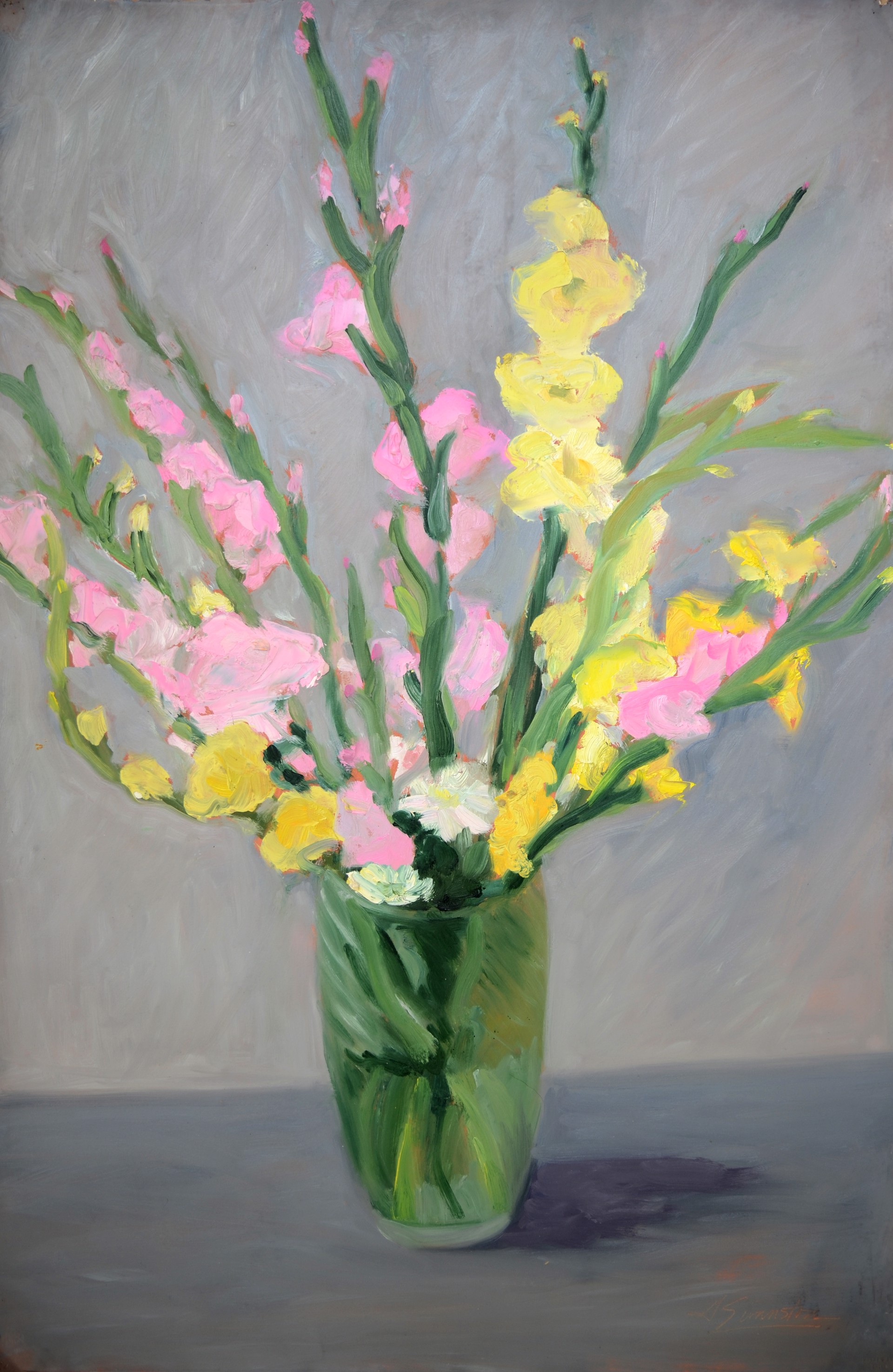 PINK, YELLOW GLADS by Gail Foster