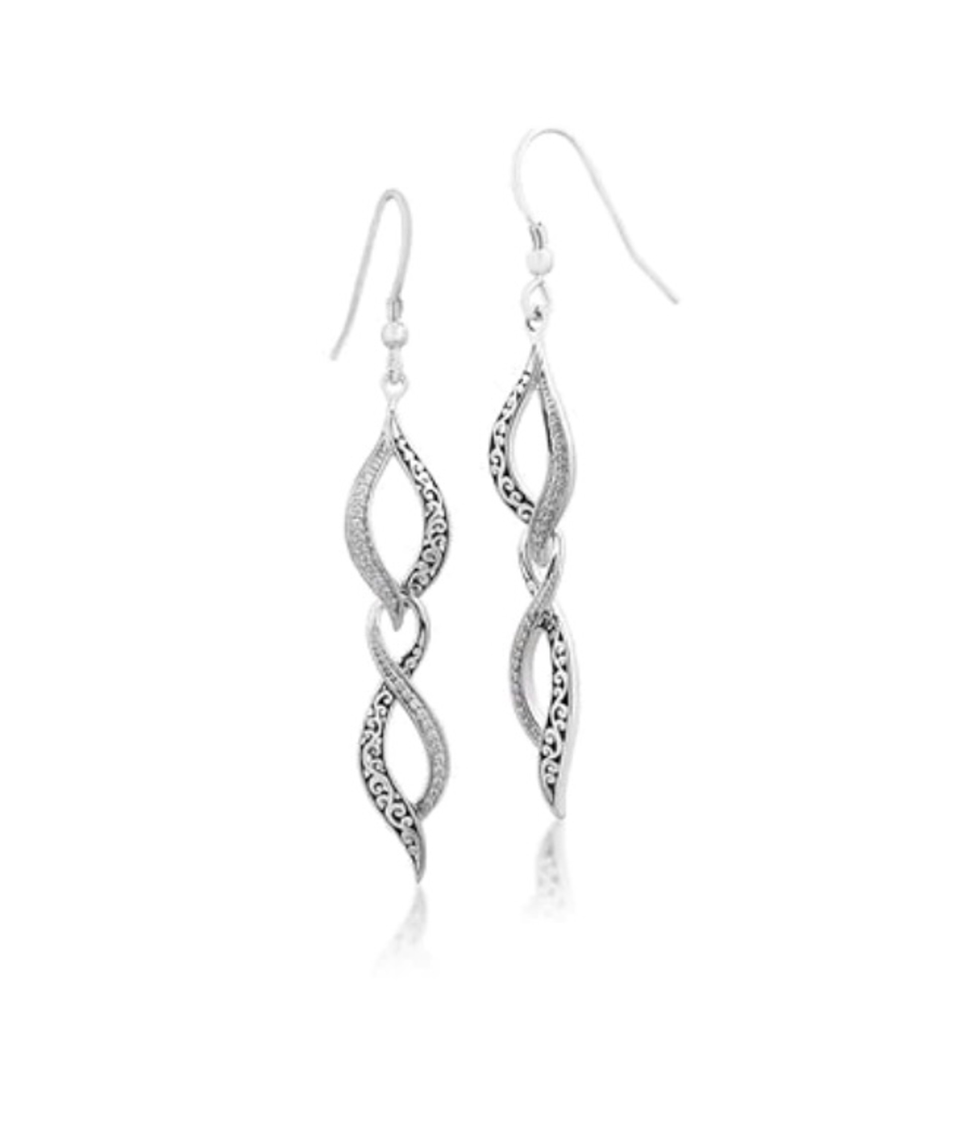 1018 Double Diamond Twist & LH Scroll Dangle Earrings by Lois Hill