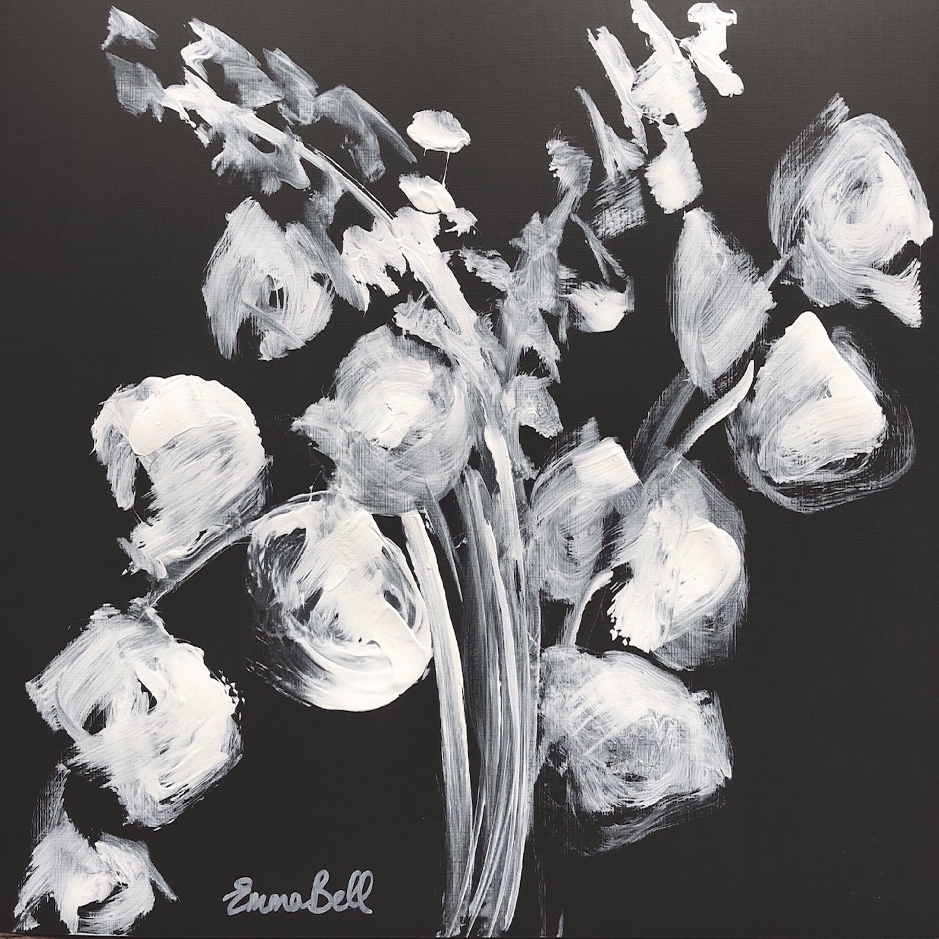 White on Charcoal Eucalyptus II by Emma Bell