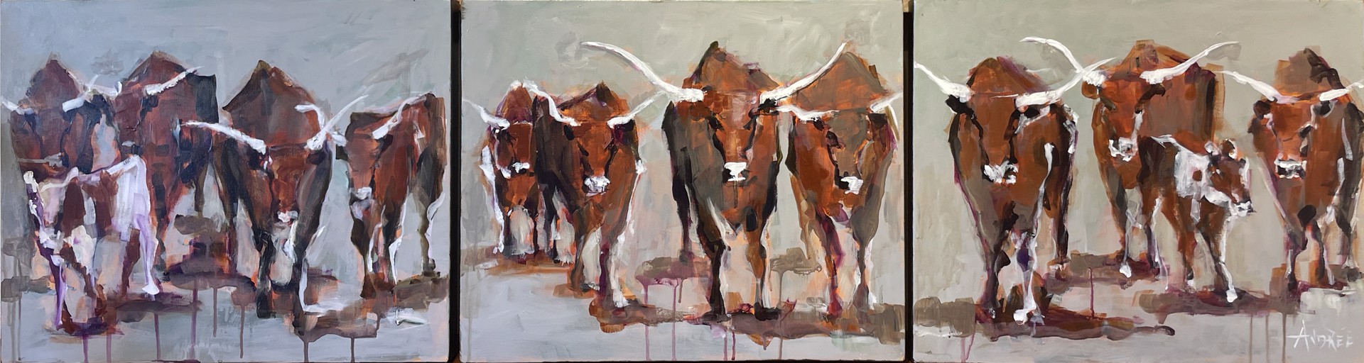 The Roundup (triptych) by Andrée Hudson