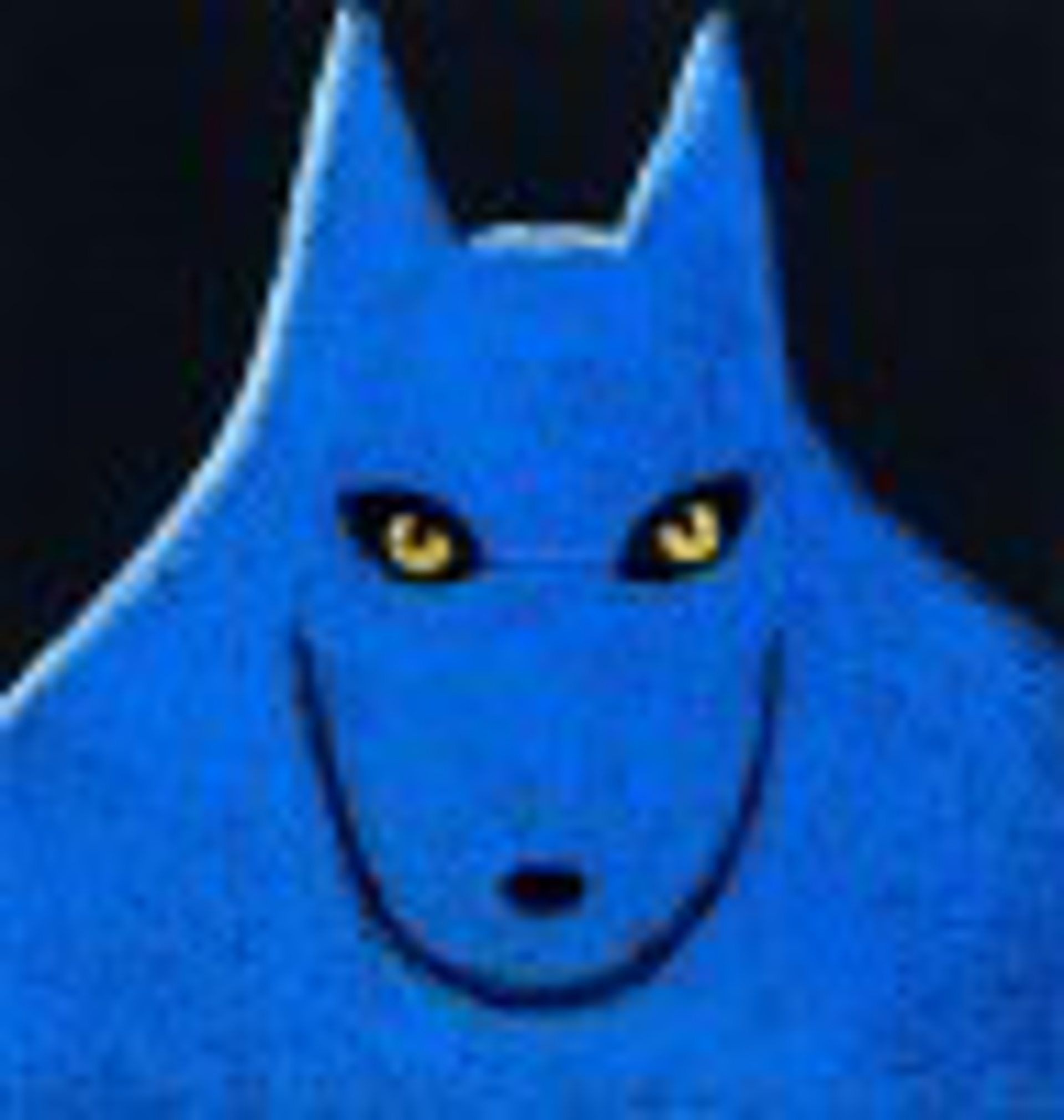SINGLE BLUE WOLF - limited edition giclee on paper w/frame size of 21"x21" by Carole LaRoche