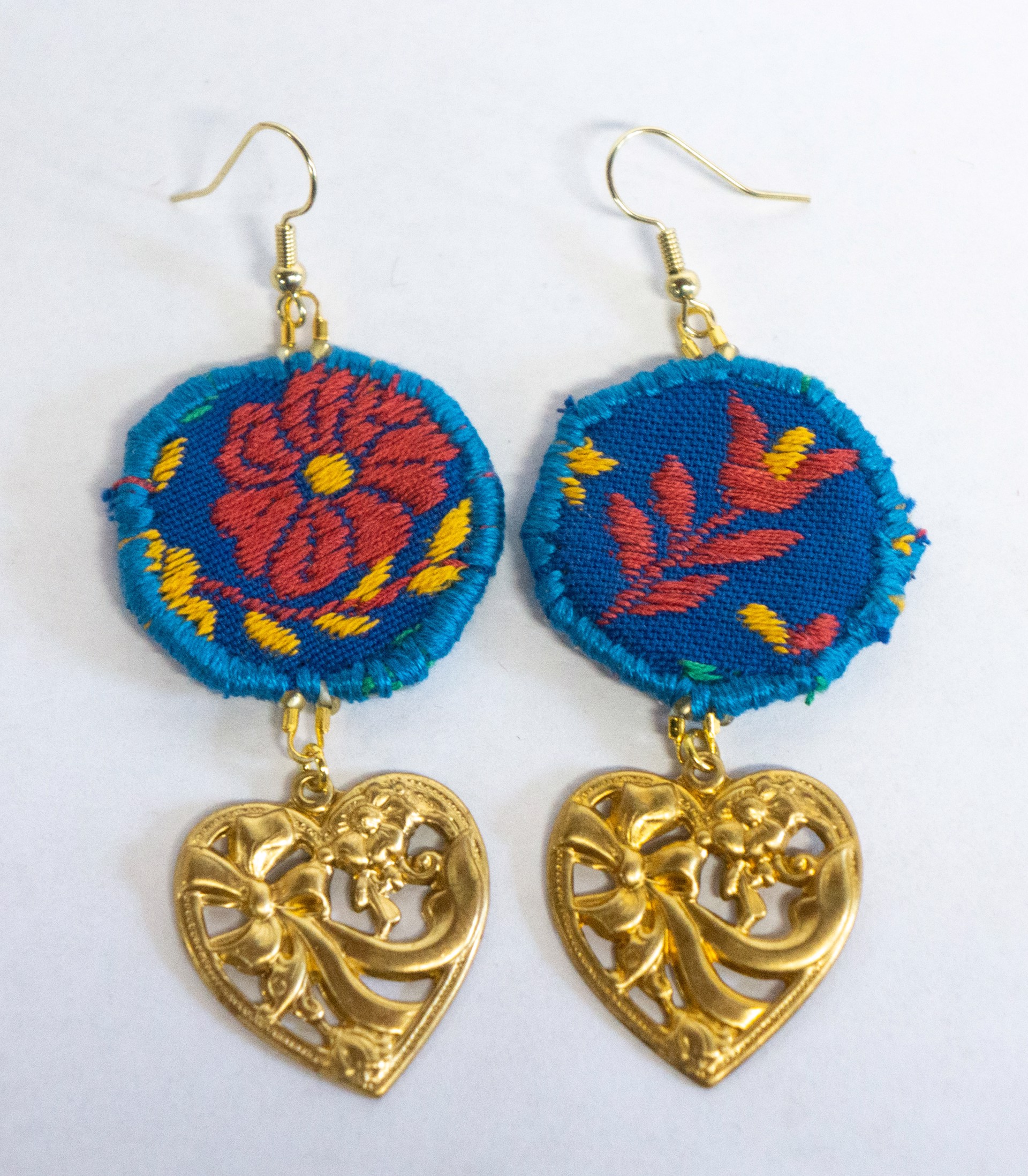 Floral embroidery earrings by Hattie Lee Mendoza
