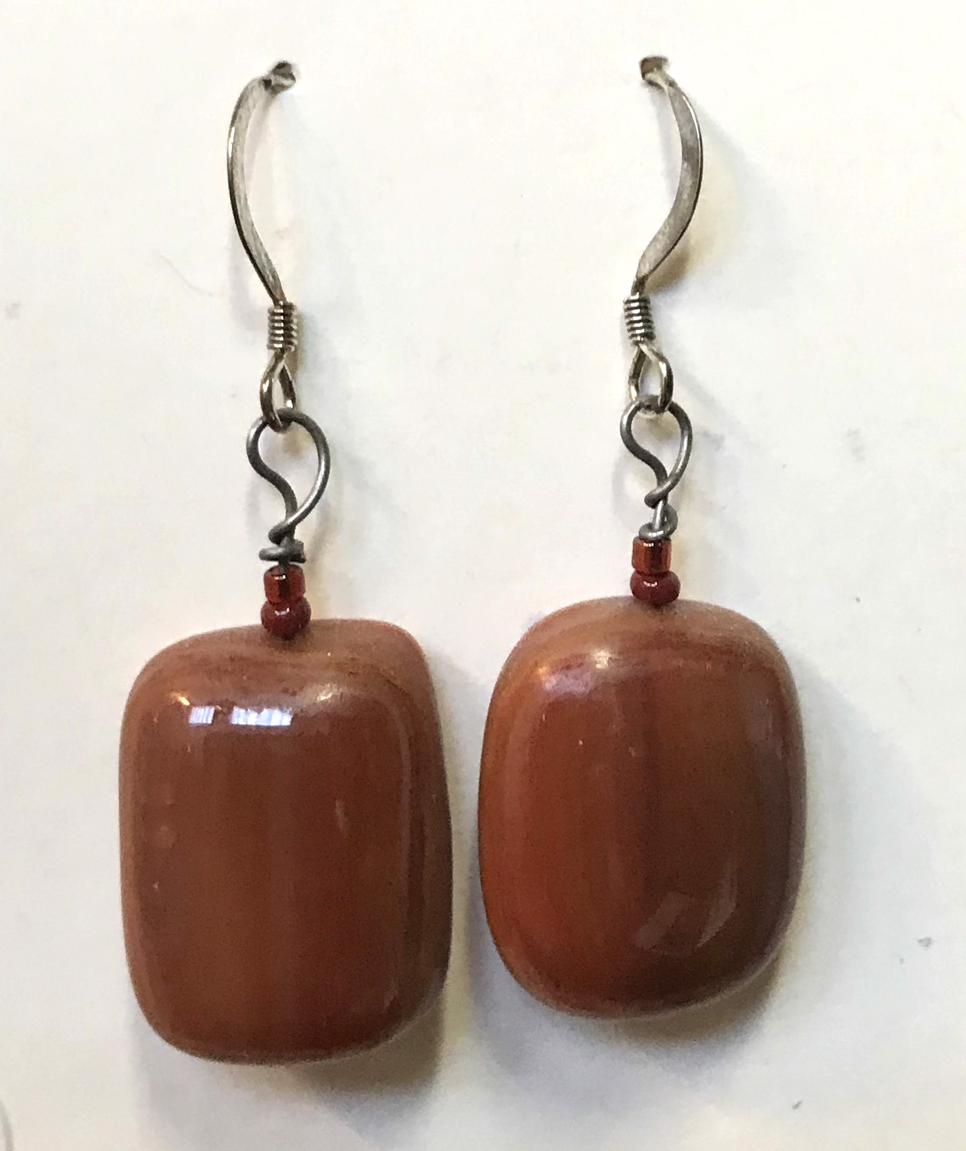 Opaque Brown Earrings by Tracy Taft