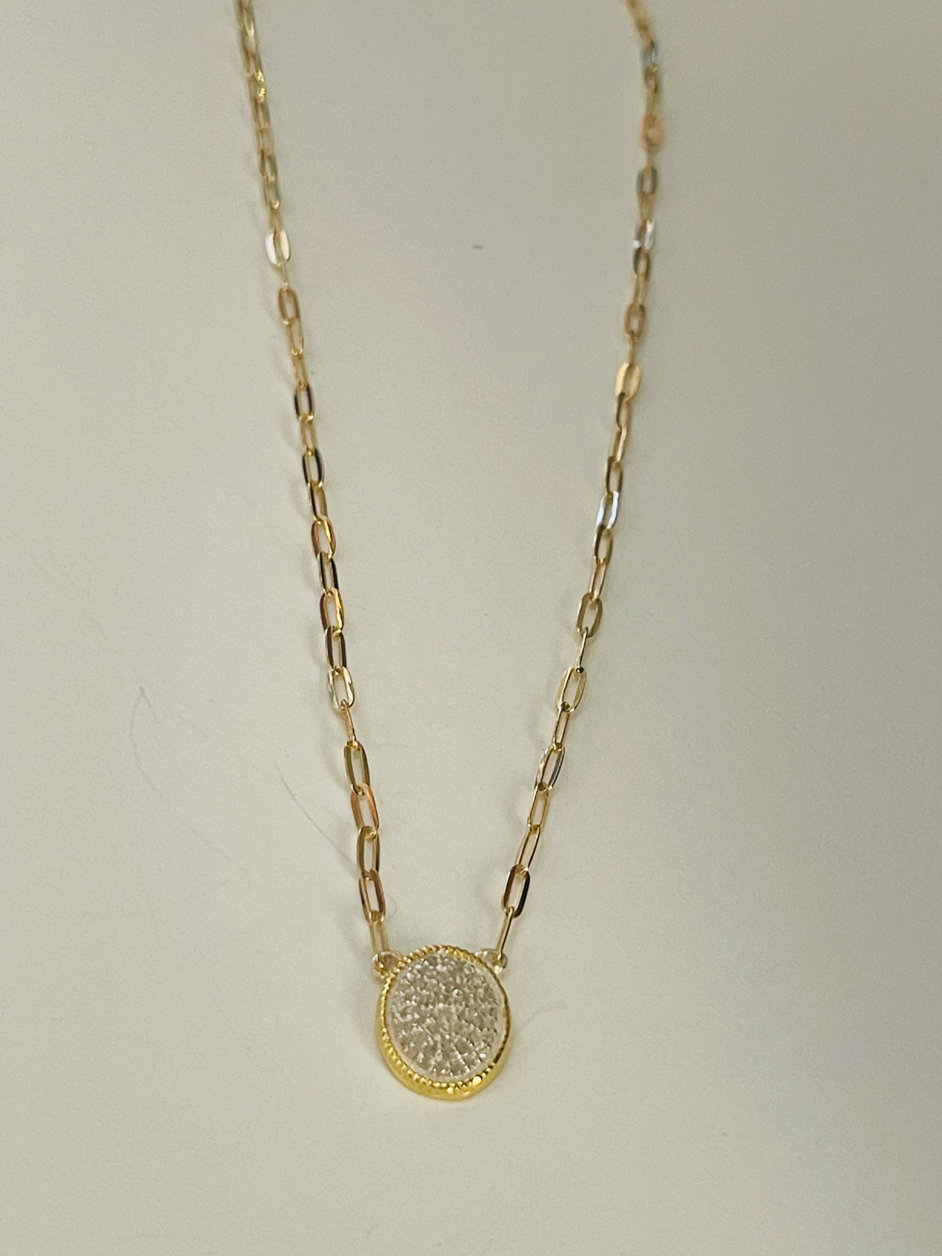 Oval Pave Diamond Necklace by Karen Birchmier