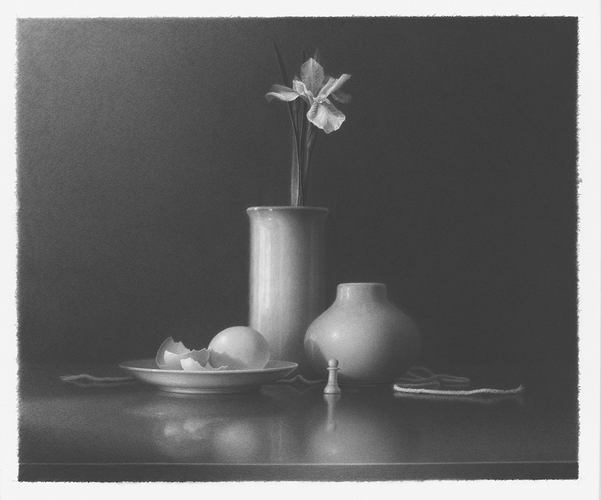 White Still Life with Iris & String by Skip Steinworth