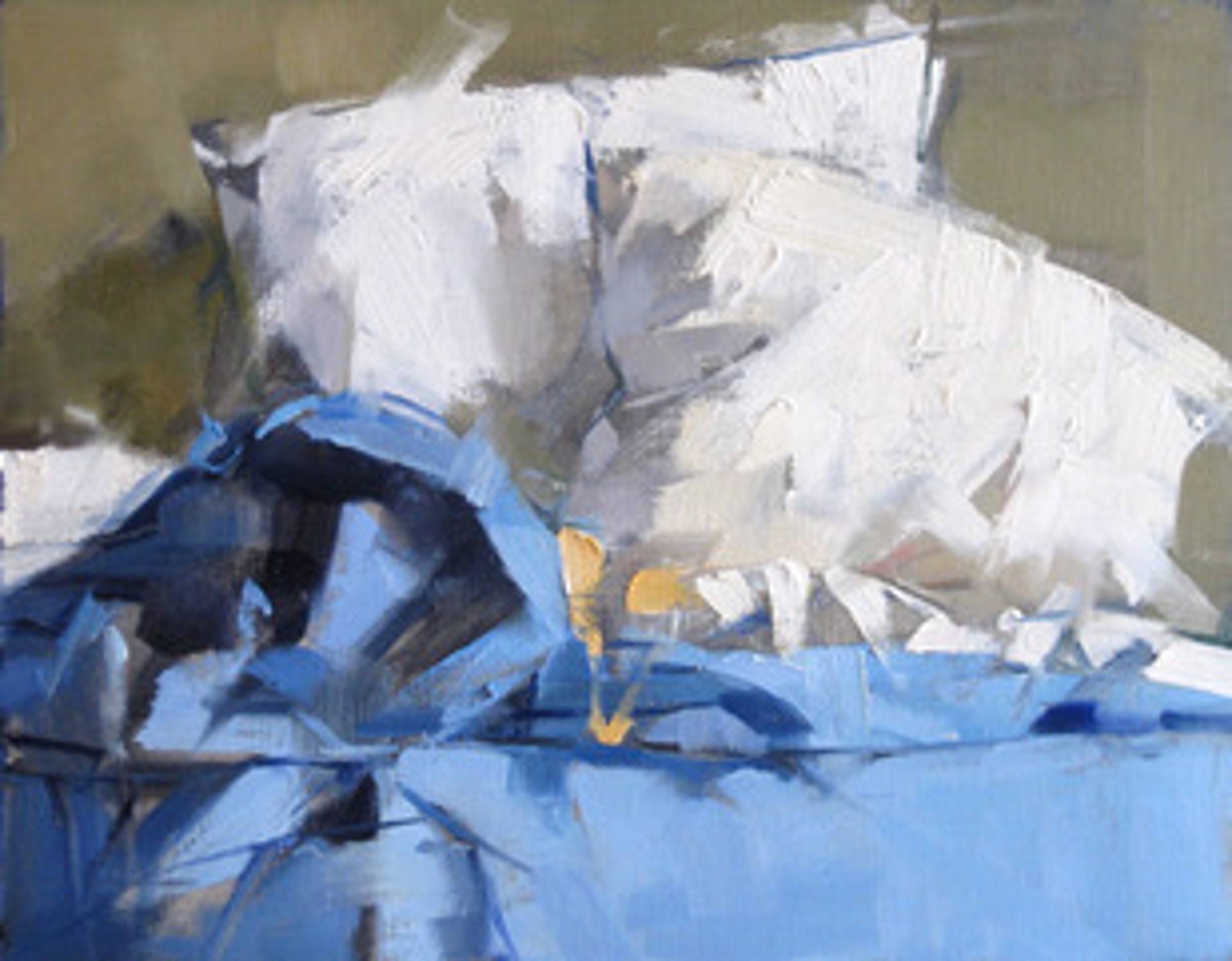 Blue Blanket& Yellow Pillows by Maggie Siner