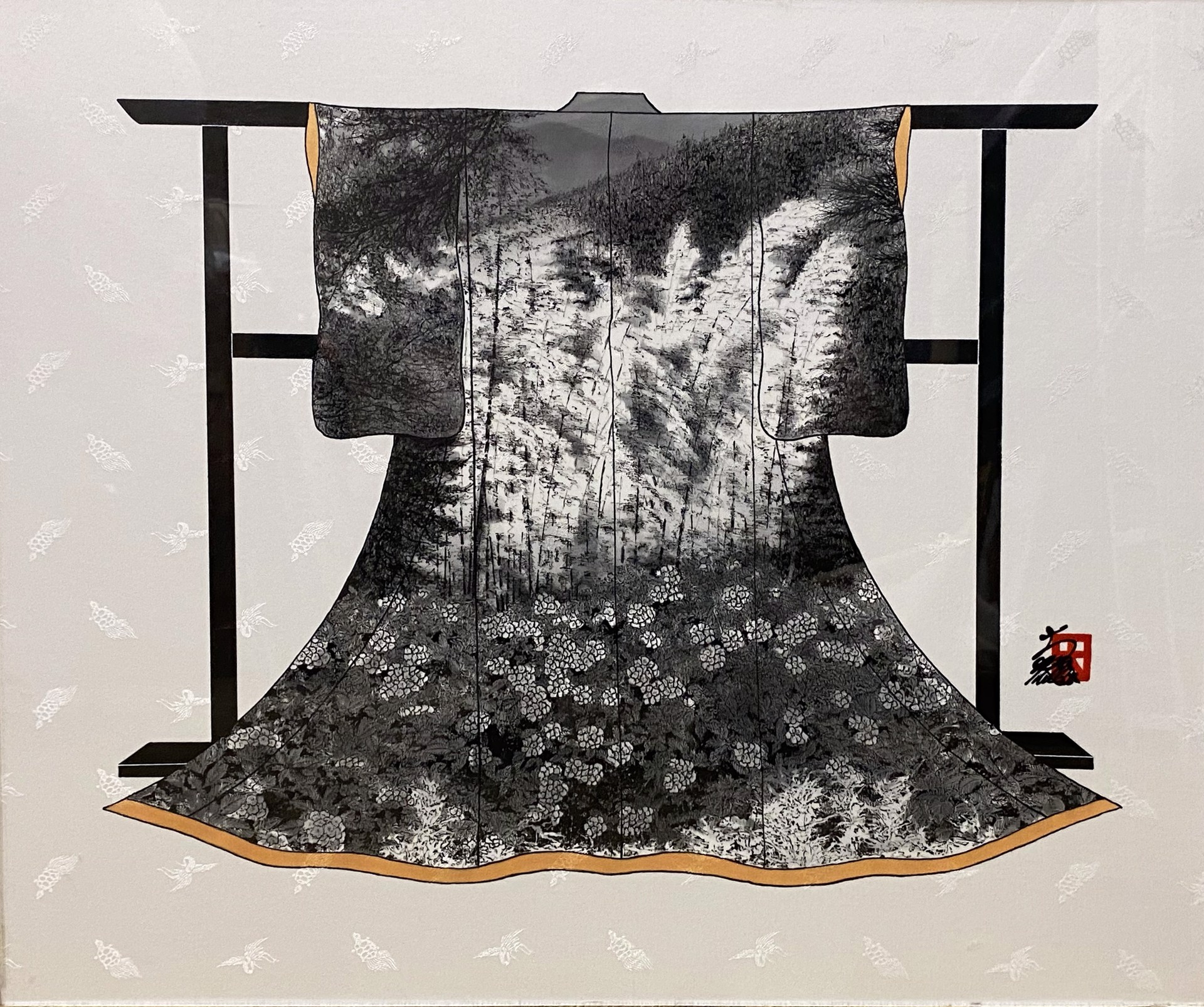 Kimono Hydrangea And Trees by Hisashi Otsuka