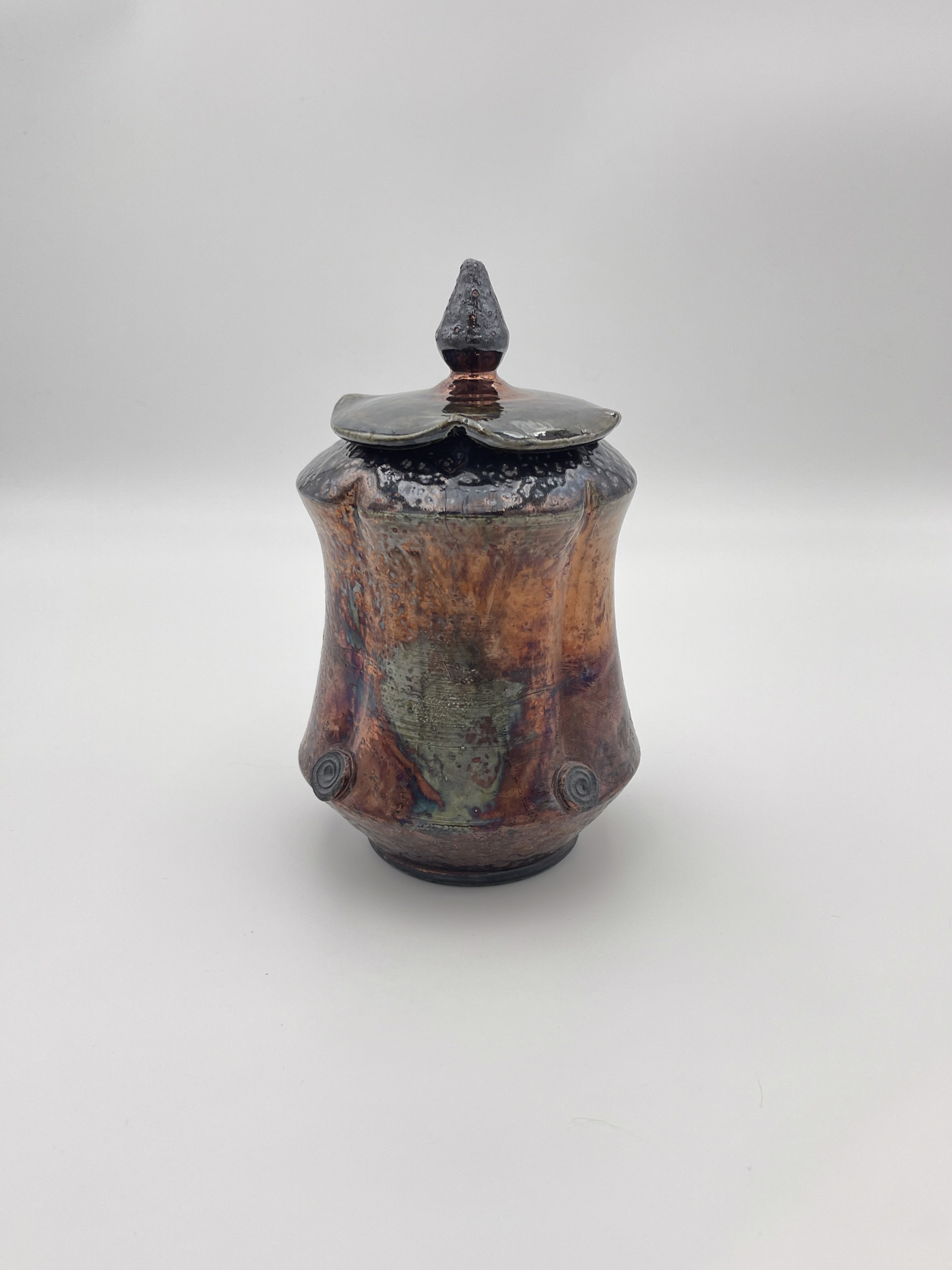 Raku Jar With Lid by Karen Heathman