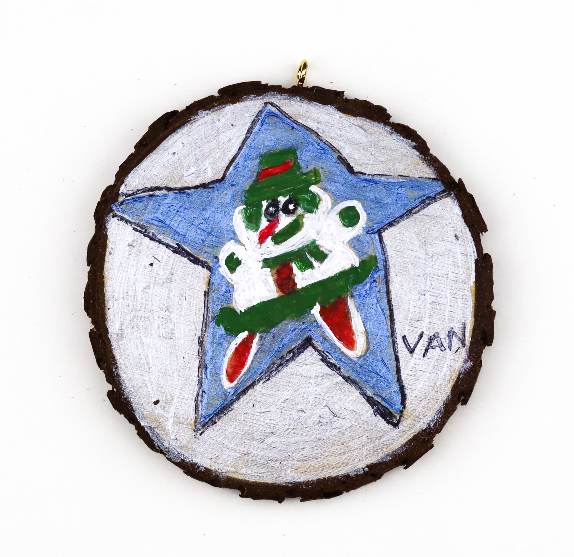 Gingerbread/Snowman (wood ornament) Front by Vanessa Monroe