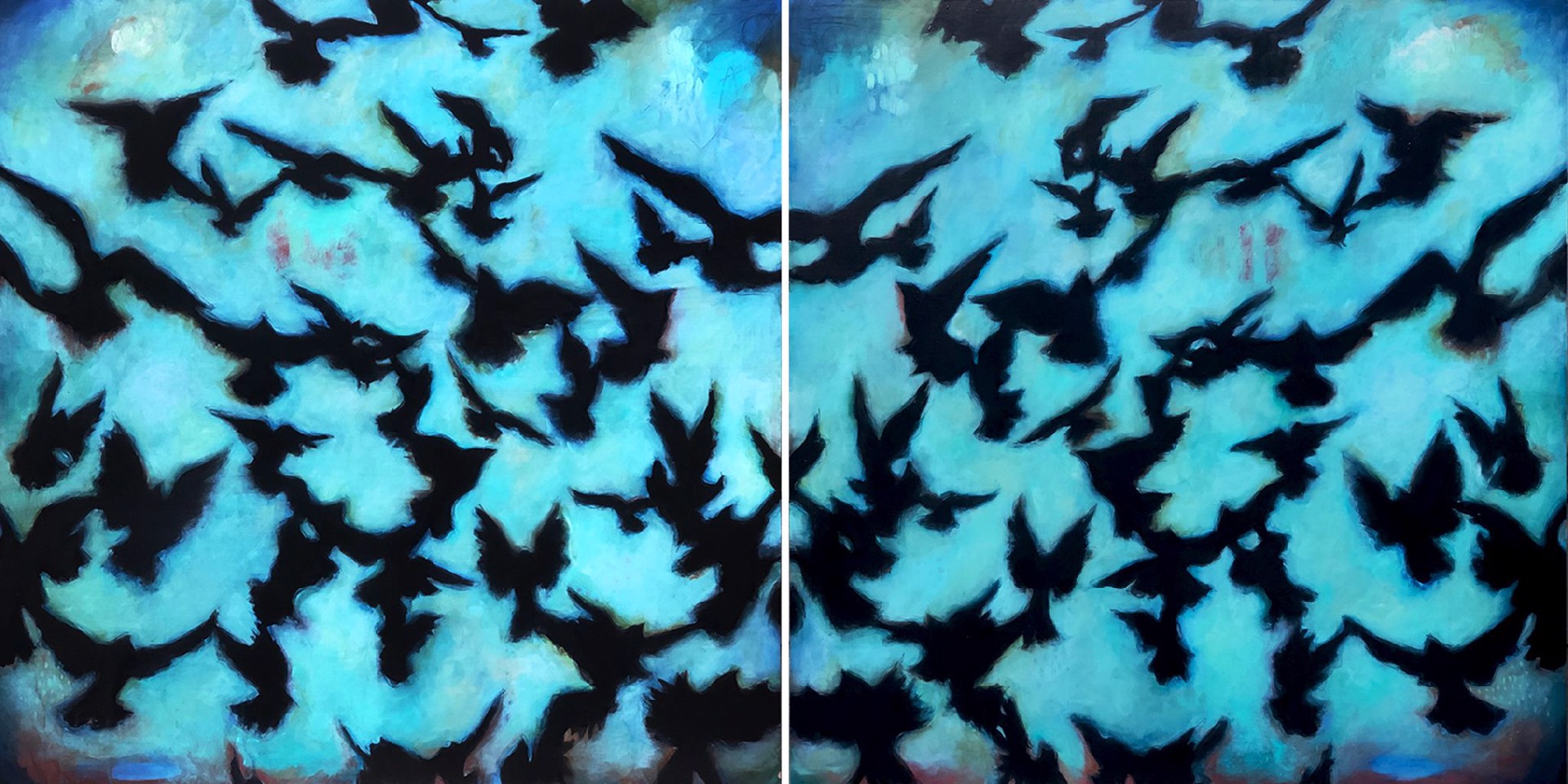 Rorschach's Pigeons Diptych by Heather Gorham