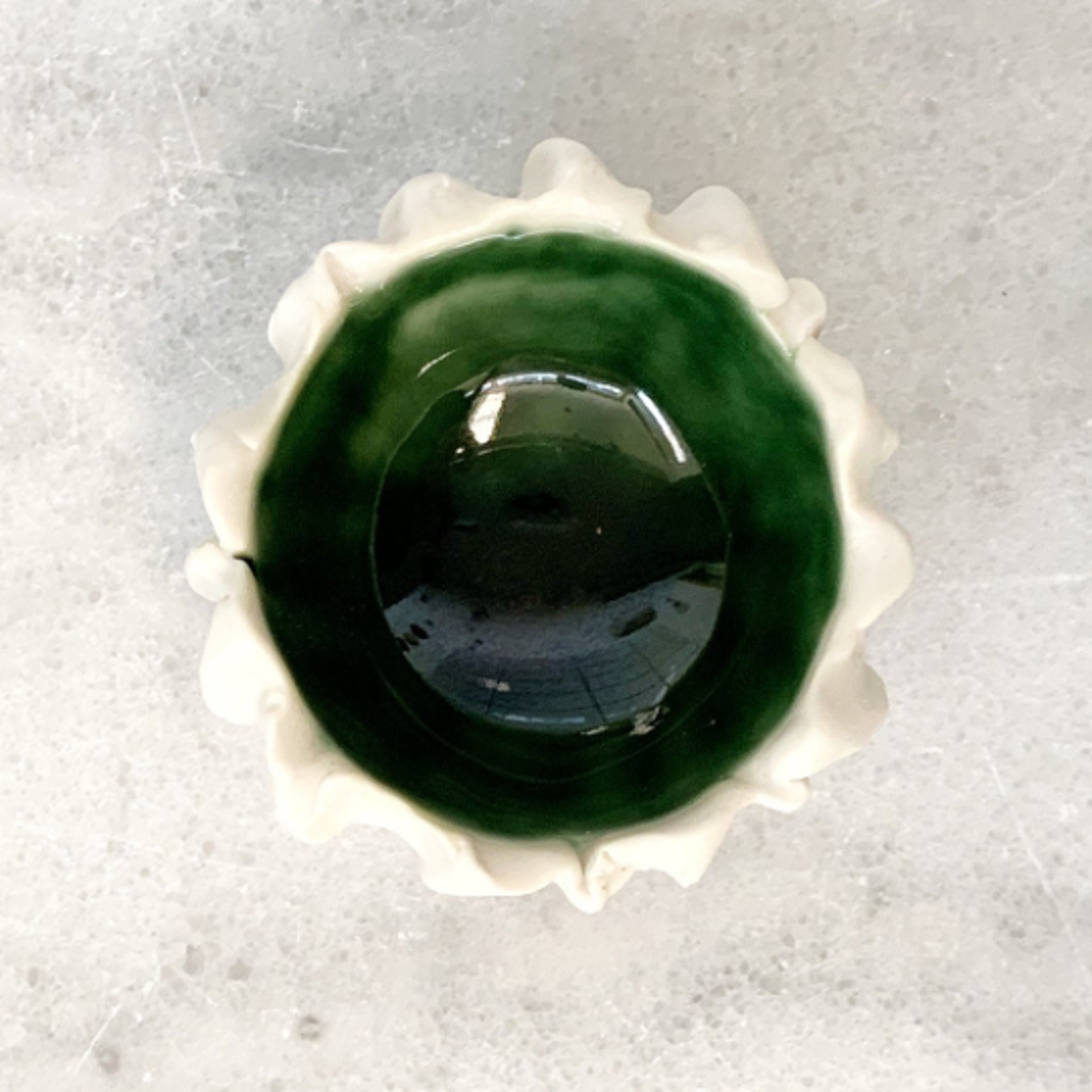 Tiny Scallop Bowl- Emerald green by Heather Knight