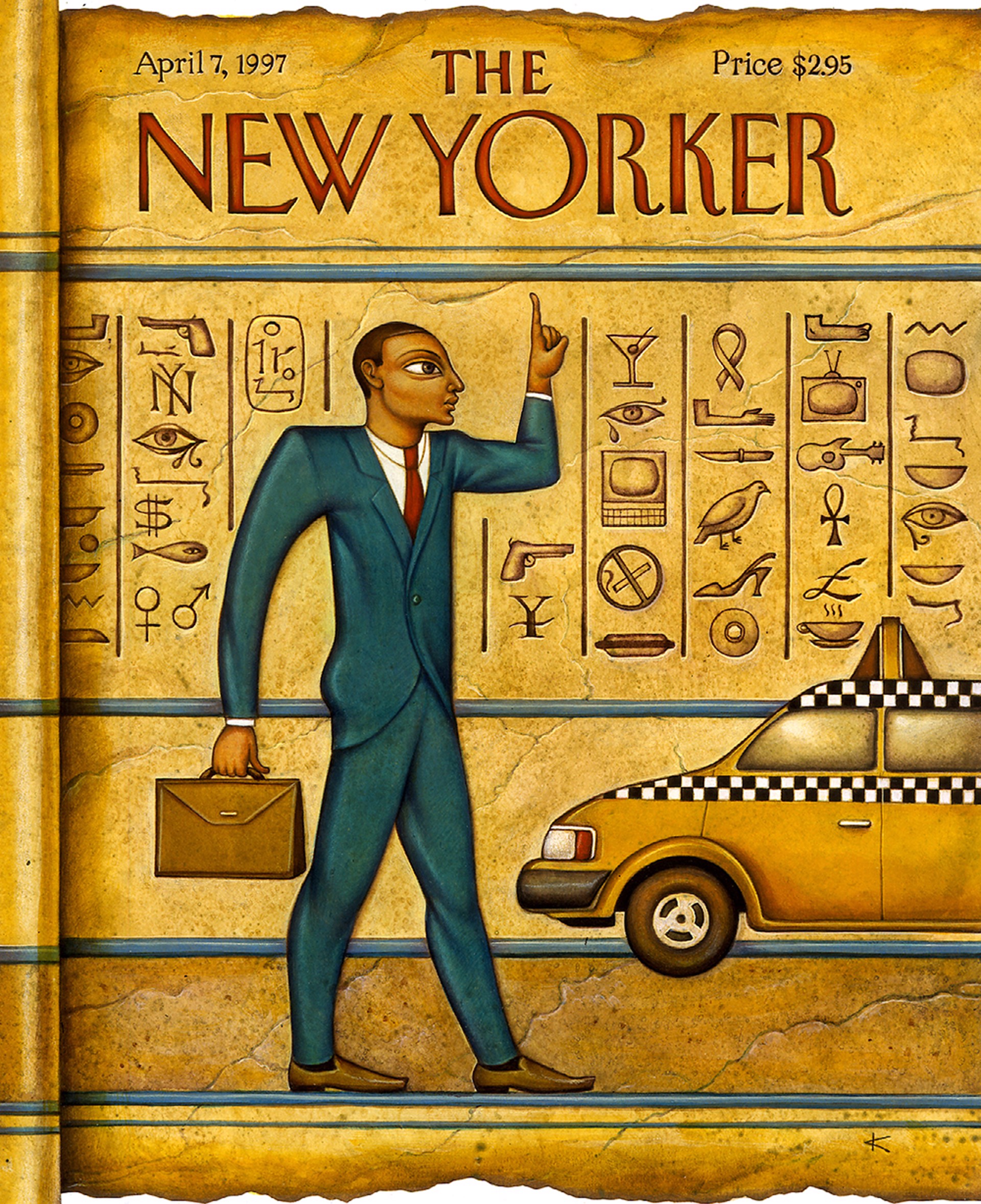 Cover for The New Yorker Magazine: Tut's Taxi by Anita Kunz