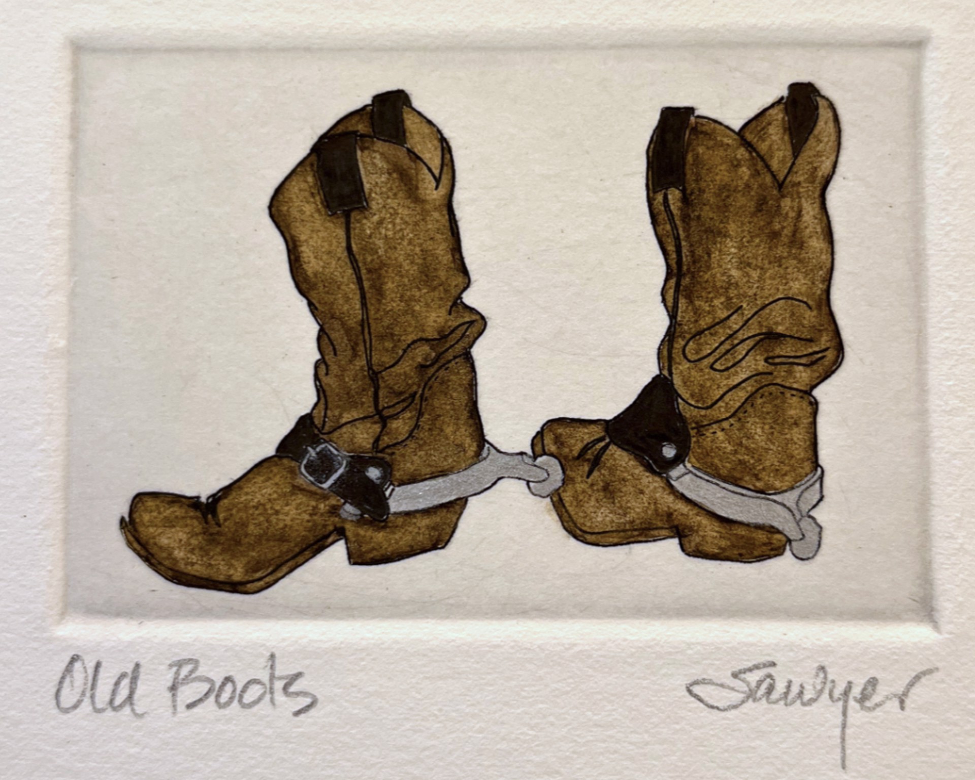 Old Boots, brown (framed) by Anne Sawyer