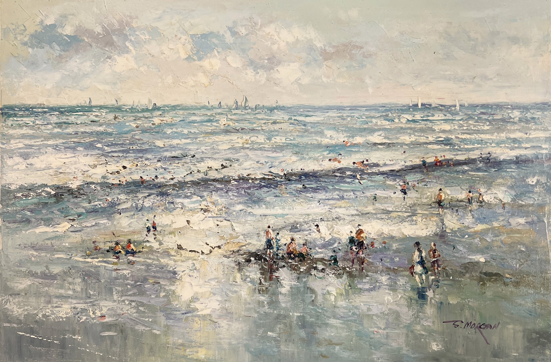 PEOPLE AT THE BEACH by J MORGAN