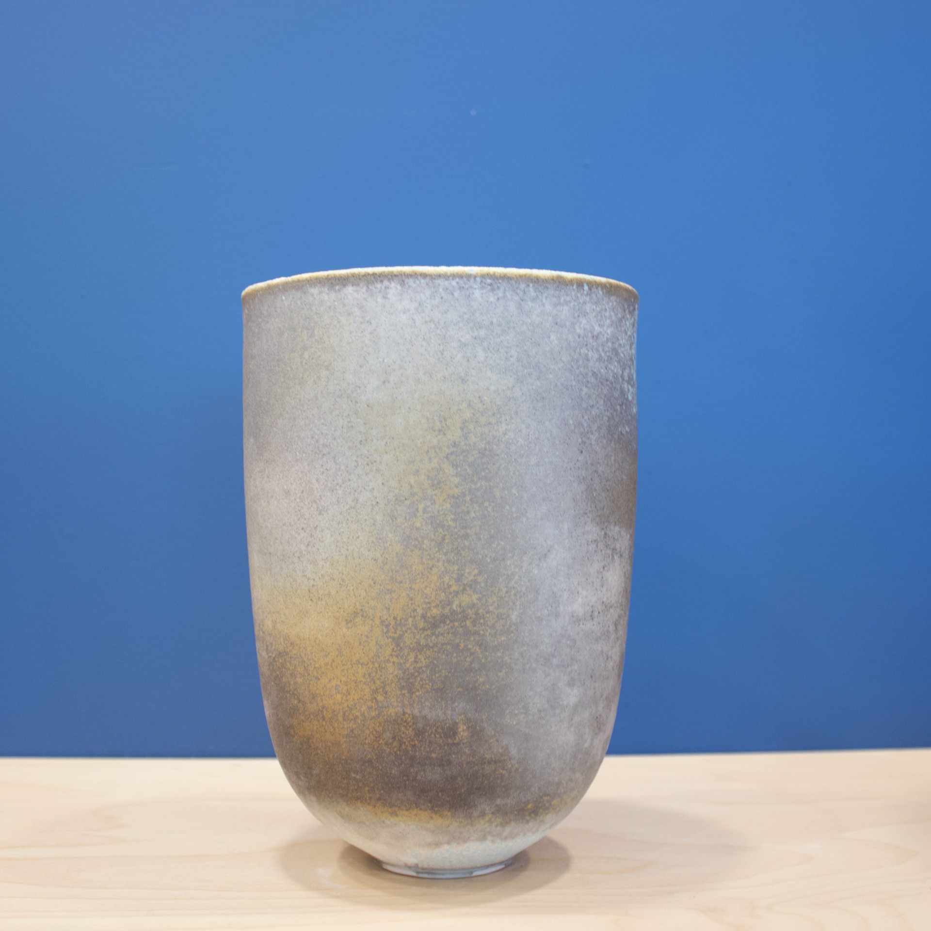 Tall Smokey Conical Vessel With Soda Flashings by Jack Doherty