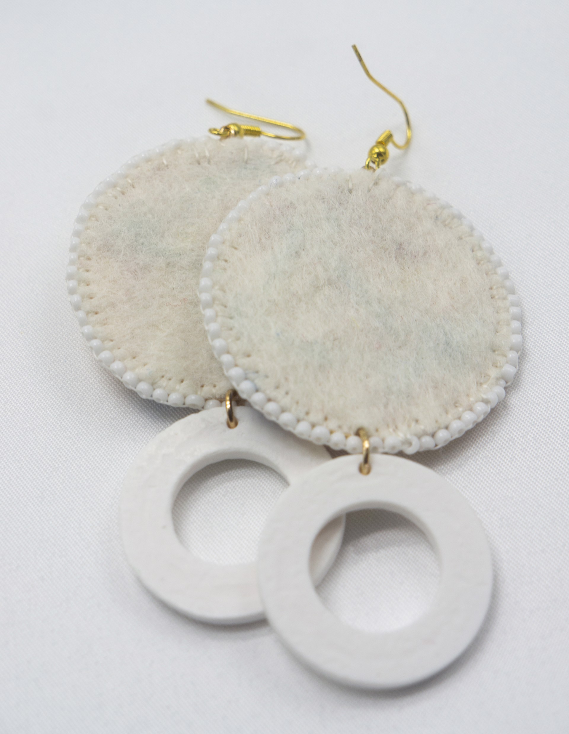 White Polymer Accent Earrings by Hattie Lee