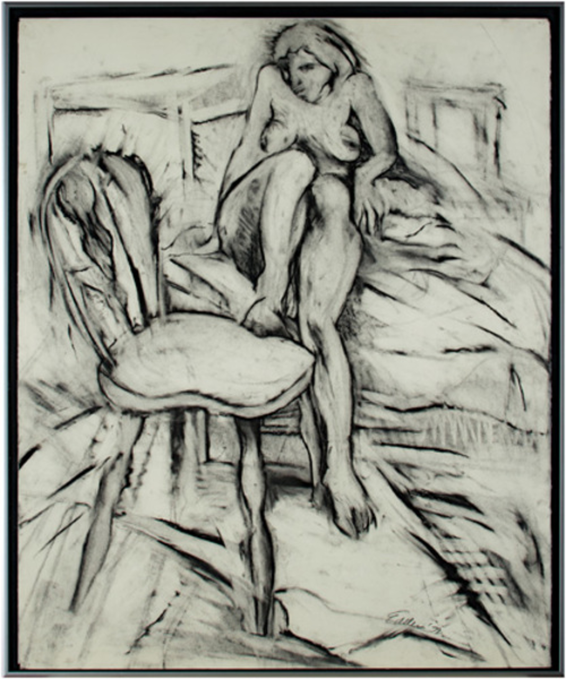 Nude, with foot on chair by Estherly Allen