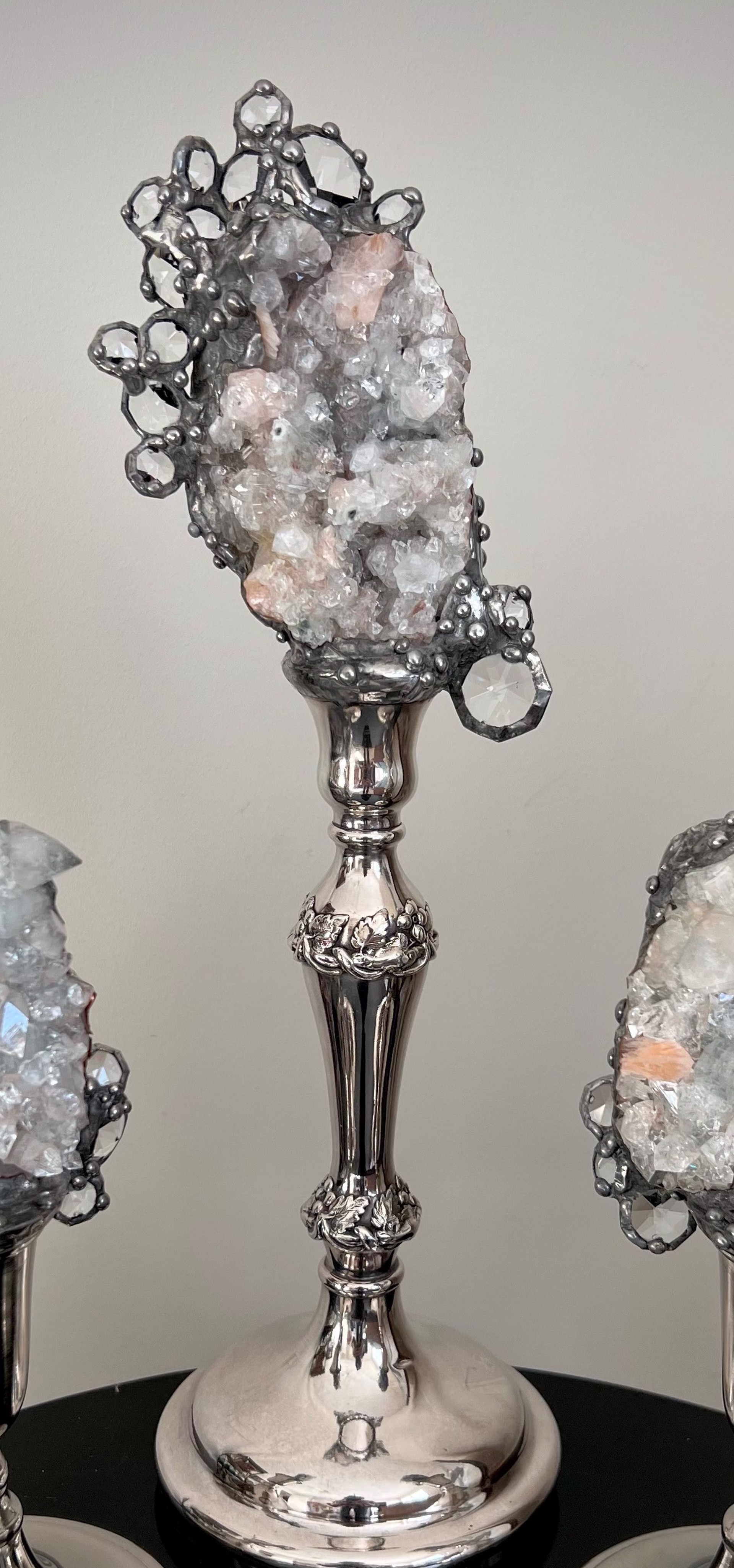 Apophyllite on Sterling Candlestick by Trinka 5 Designs