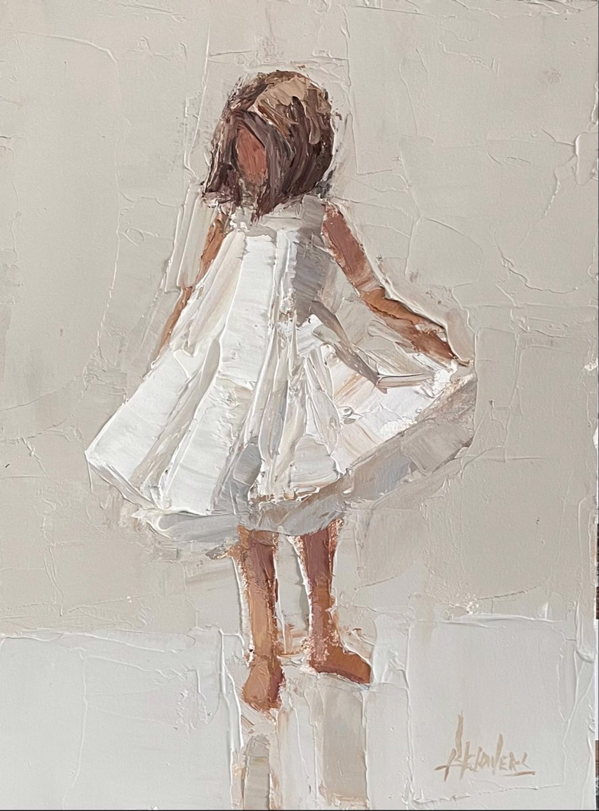 Girl With White Dress by Barbara Flowers